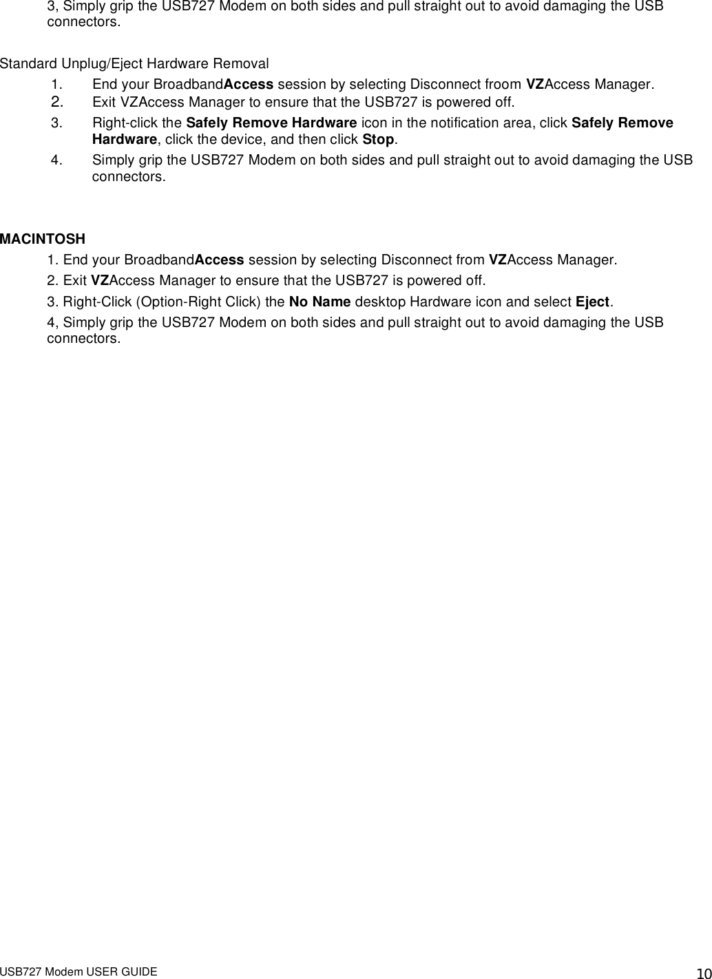 Page 12 of Inseego NVWMC727 Cellular/ PCS CDMA USB Modem User Manual