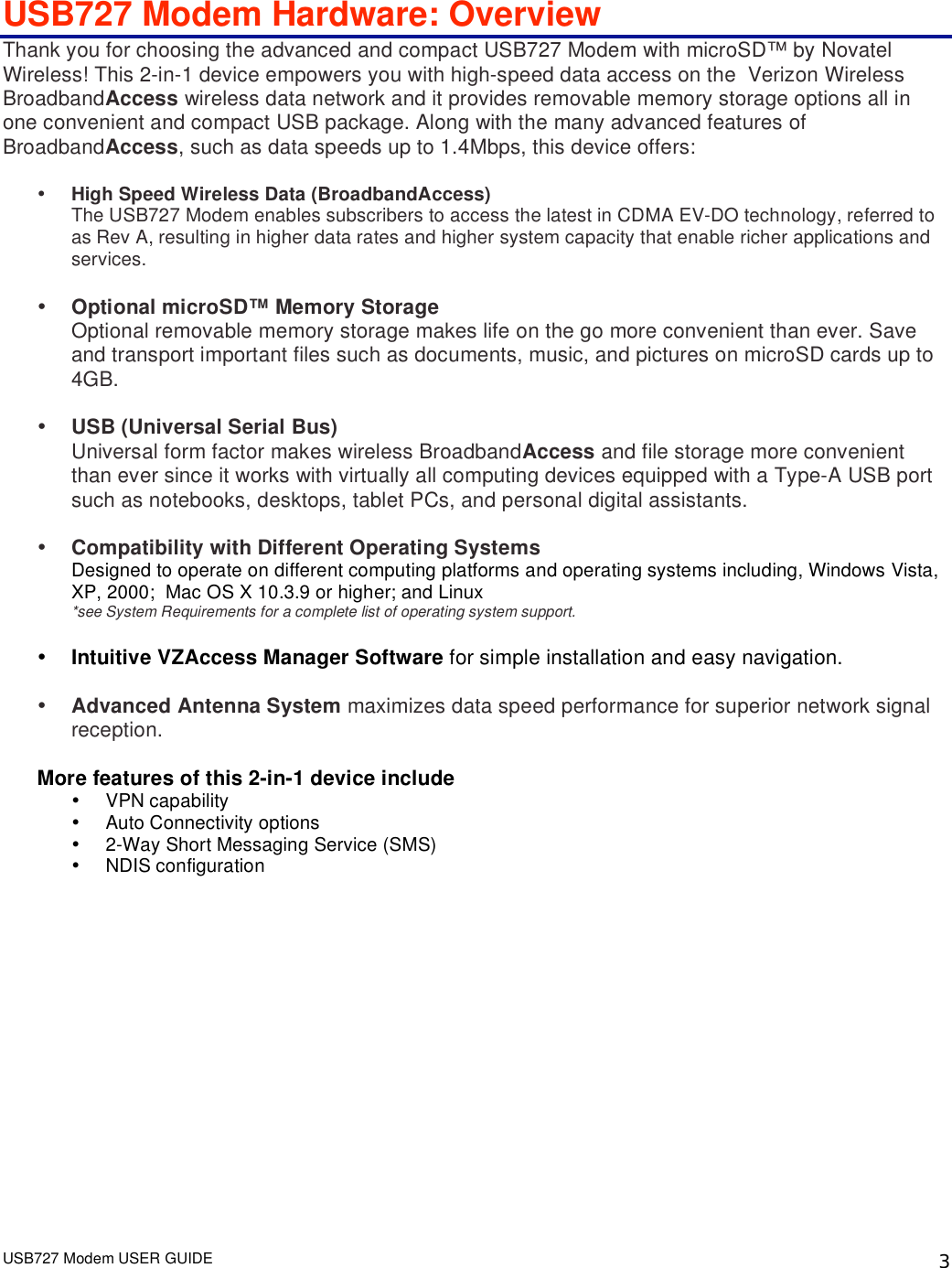 Page 5 of Inseego NVWMC727 Cellular/ PCS CDMA USB Modem User Manual