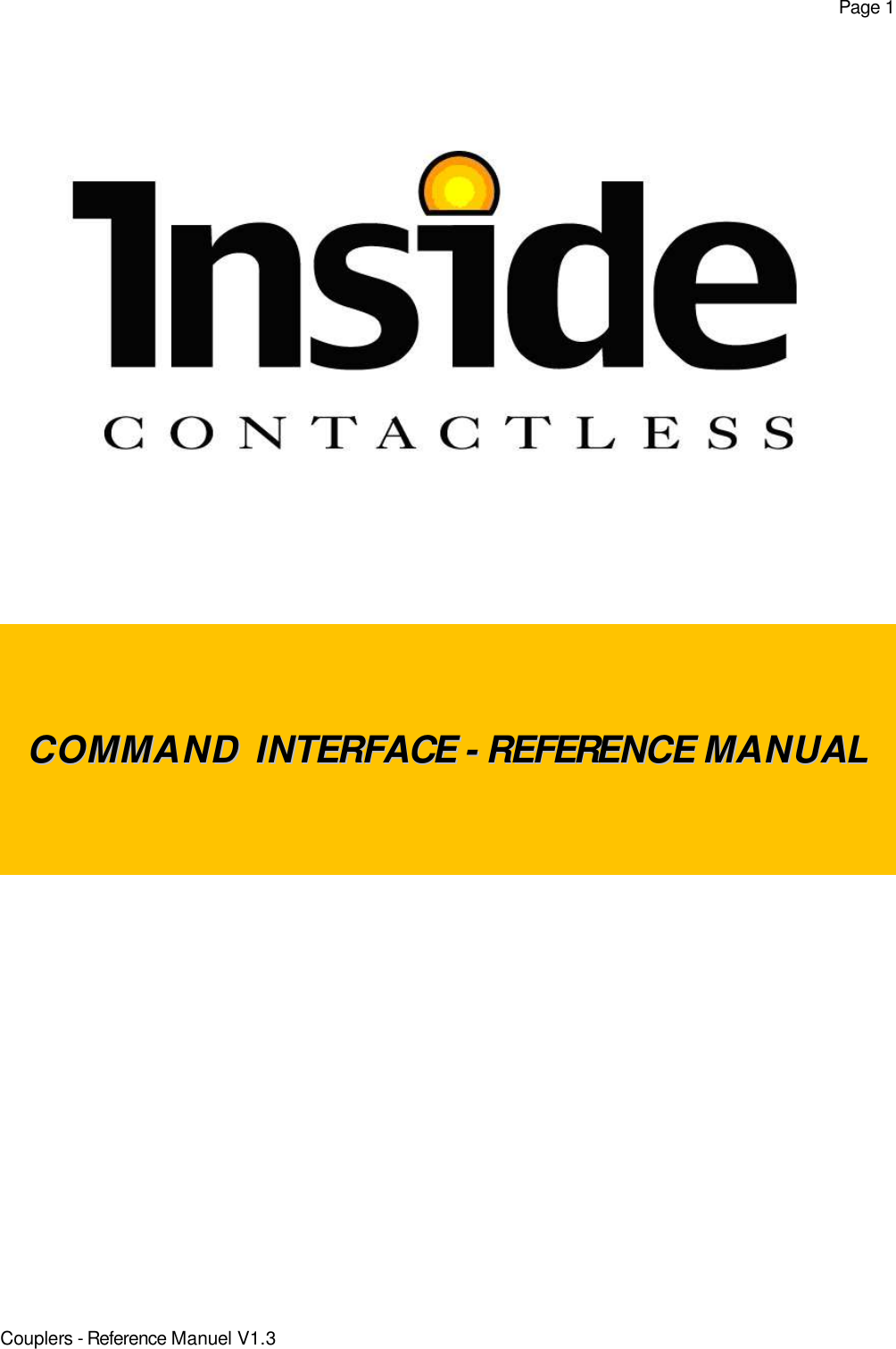 Page 1COMMAND INTERFACE - REFERENCE MANUALCOMMAND INTERFACE - REFERENCE MANUALCouplers - Reference Manuel V1.3