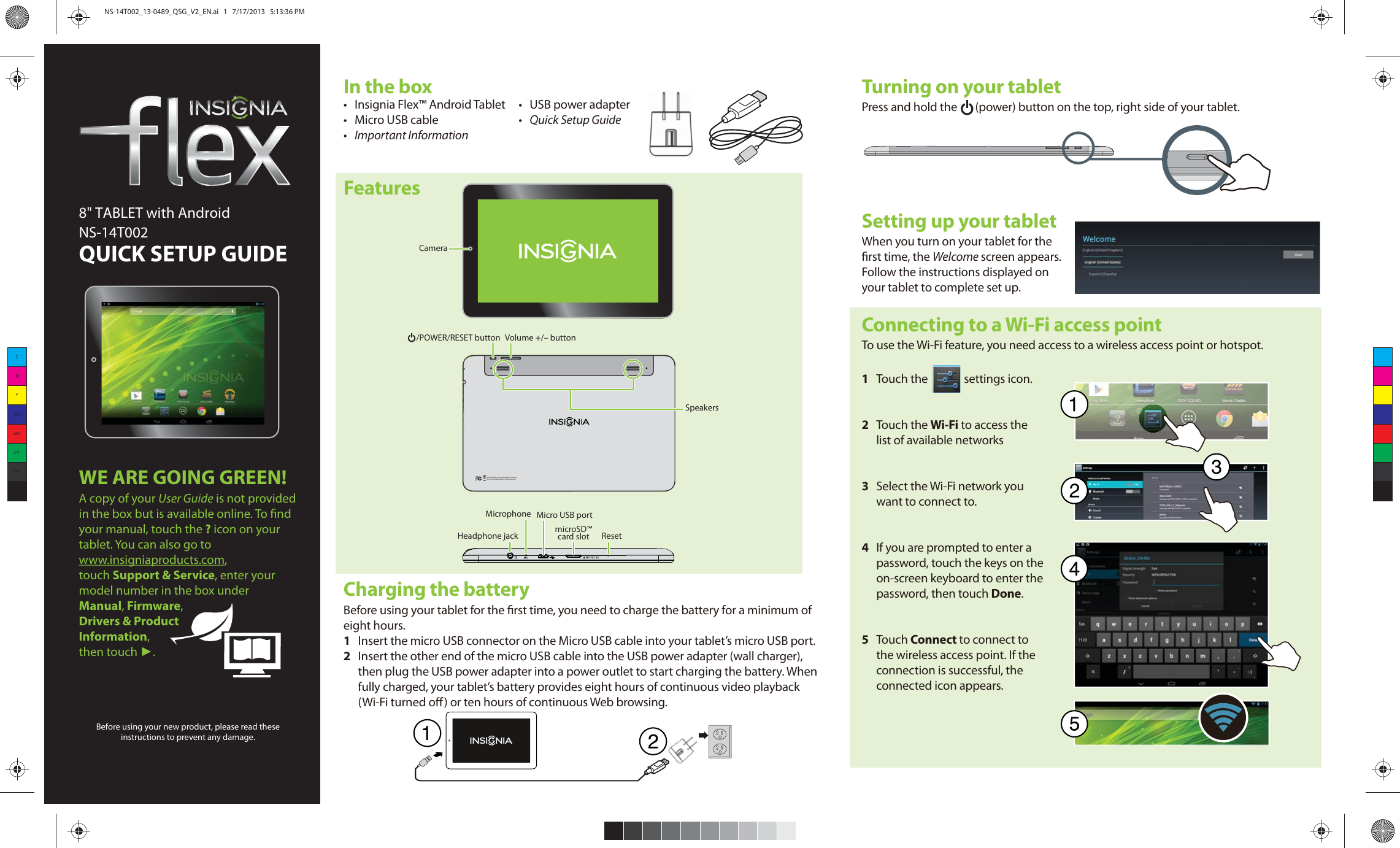Page 1 of 2 - Insignia Insignia-Ns-14T002-Quick-Start-Guide NS-14T002_13-0489_QSG_V2_EN