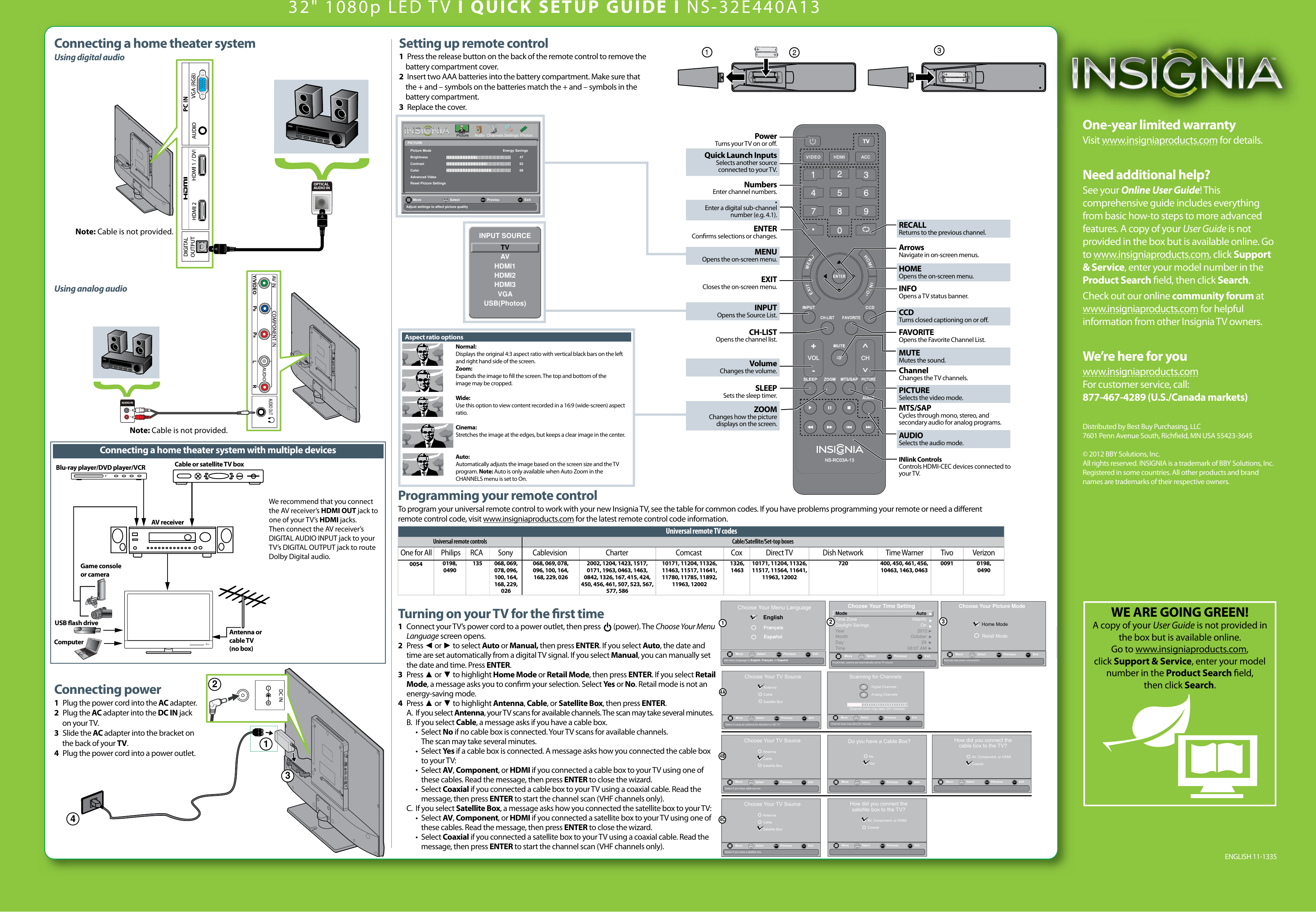 Page 2 of 2 - Insignia Insignia-Ns-32E440A13-Quick-Start-Guide NS-32E440A13_11-1335_QSG_V1