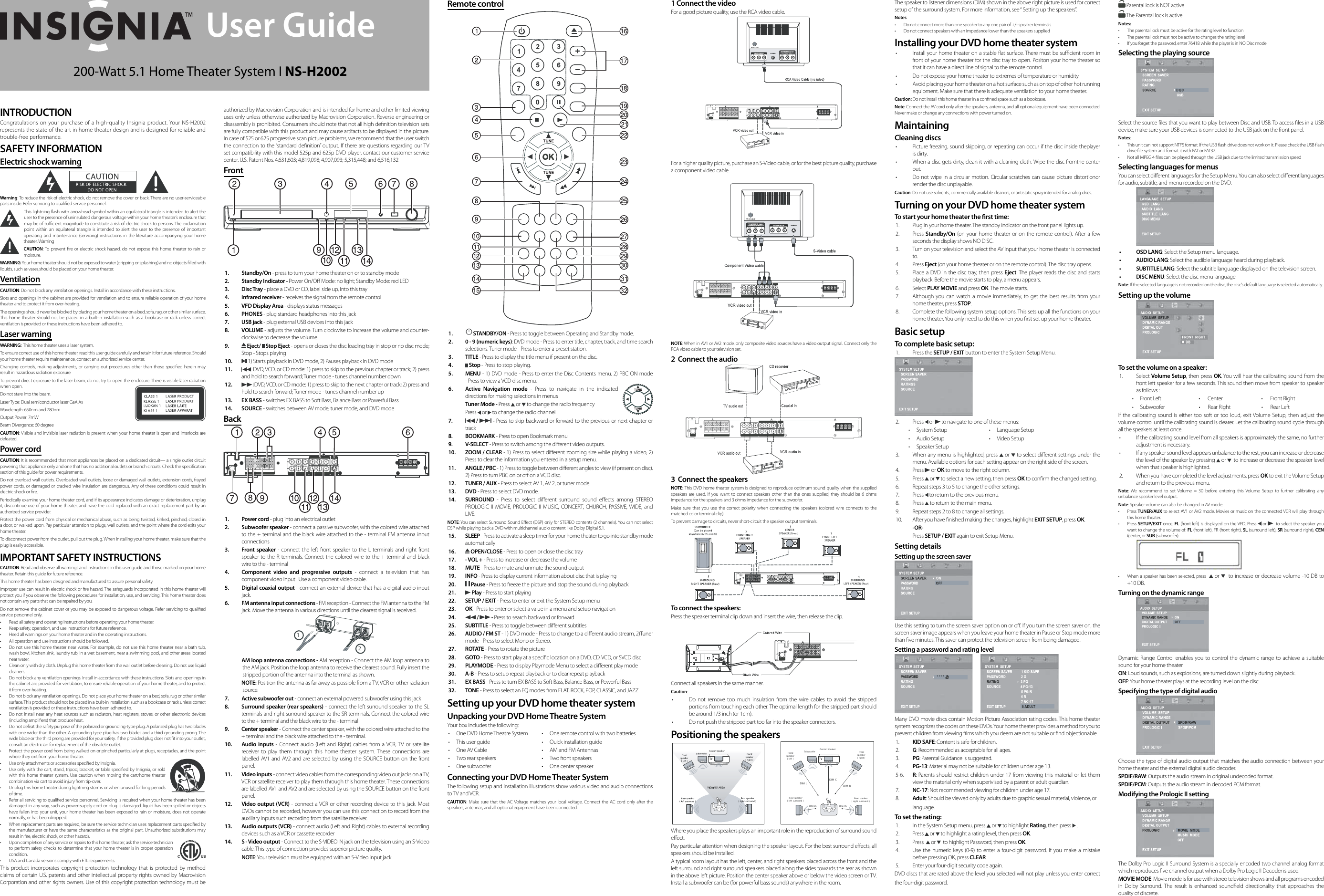 Page 1 of 2 - Insignia Insignia-Ns-H2002-Users-Manual-  Insignia-ns-h2002-users-manual