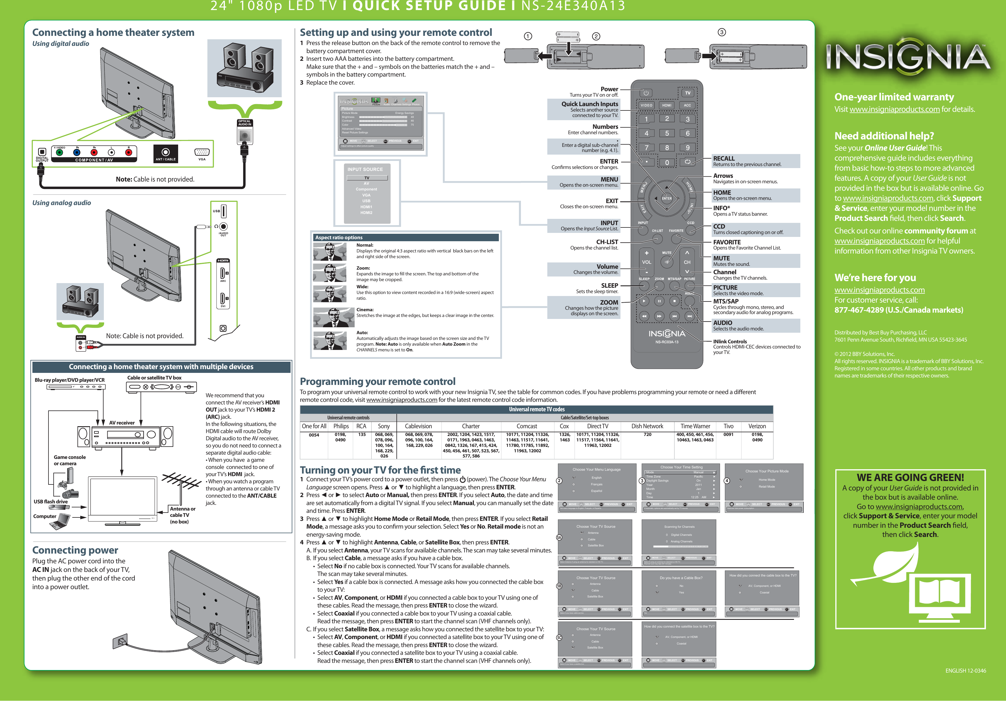 Page 2 of 2 - Insignia NS-24E340A13 NS-24E340A13_12-0346_QSG_V2_EN_LR User Manual To The 054402bb-aa80-4ec4-8502-d157926fcad3