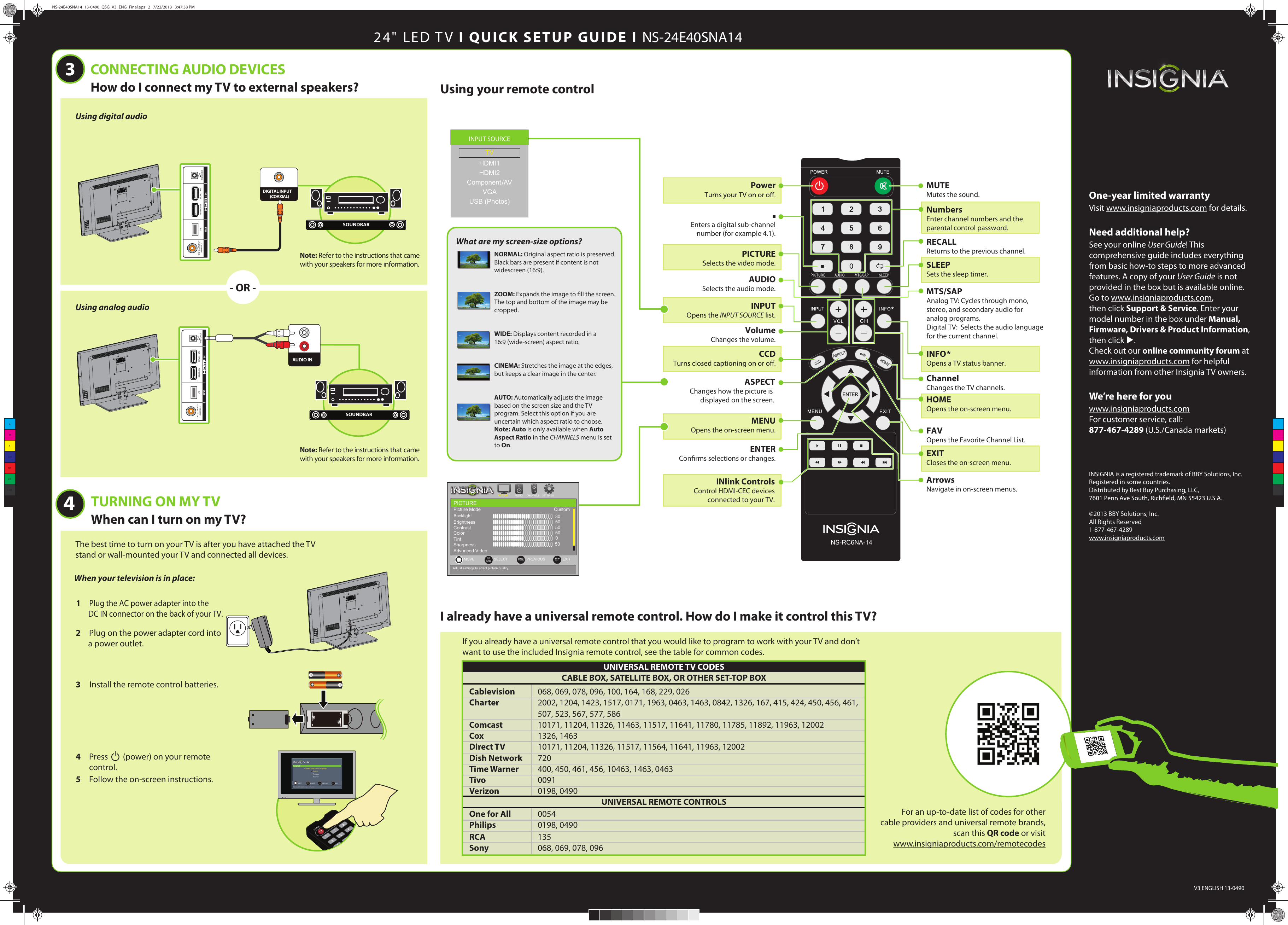 Page 2 of 2 - Insignia NS-24E40SNA14 NS-24E40SNA14_13-0490_QSG_V3_ENG_ User Manual  To The 6cd6d7fe-3344-4a64-a981-d2ec83900ddc