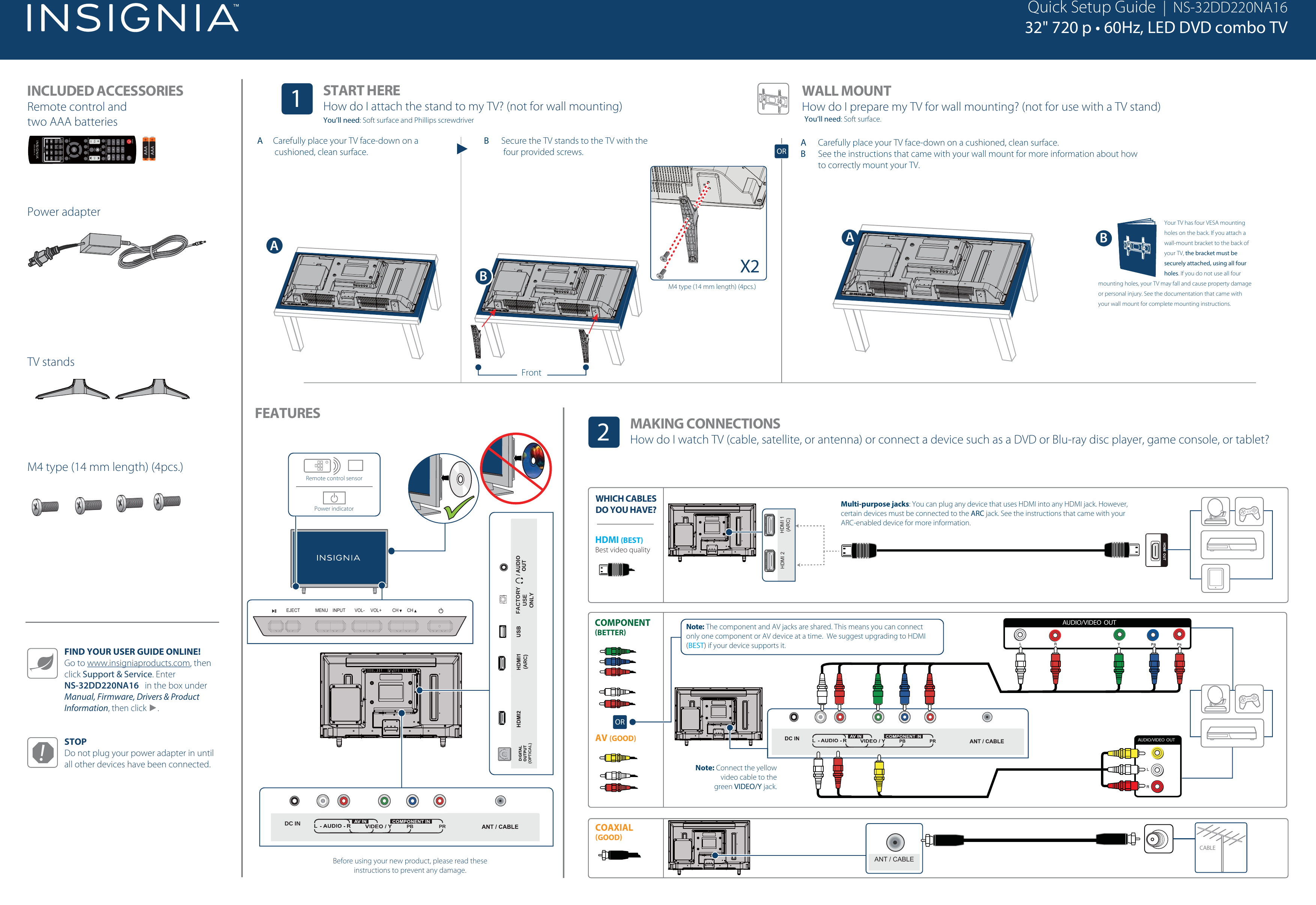 Page 1 of 2 - Insignia NS-32DD220NA16 NS-32DD220NA16_14-1443_QSG_V3_ENG User Manual  To The 59f9395a-2d80-4d3e-bec7-d24f98fba75e