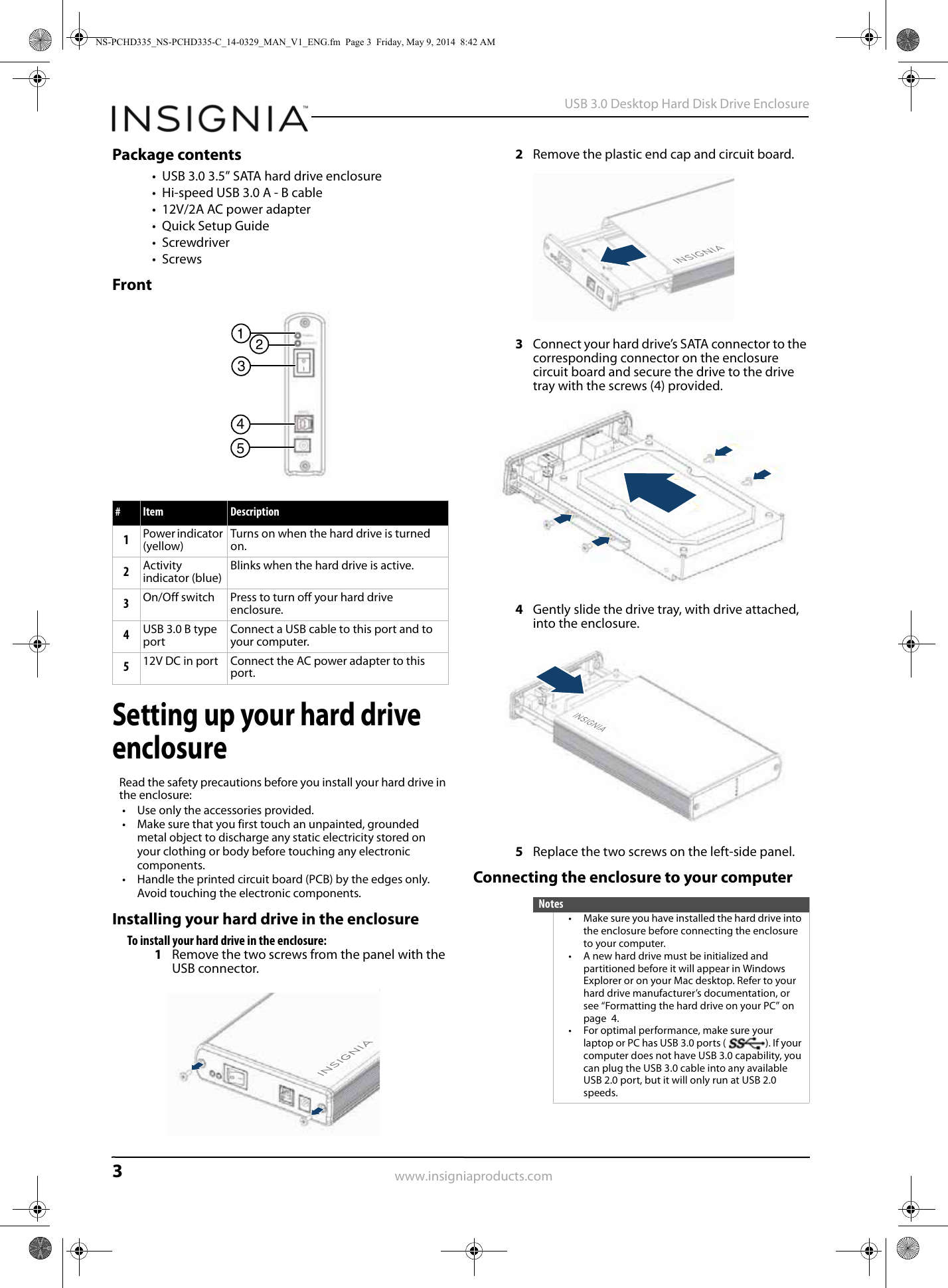 Page 3 of 8 - Insignia NS-PCHD335NS-PCHD335-C NS-PCHD335-NS-PCHD335-C_14-0329_WEB_V1_ENG User Manual  To The 271a15d9-1484-484f-9eea-c74e0238205a