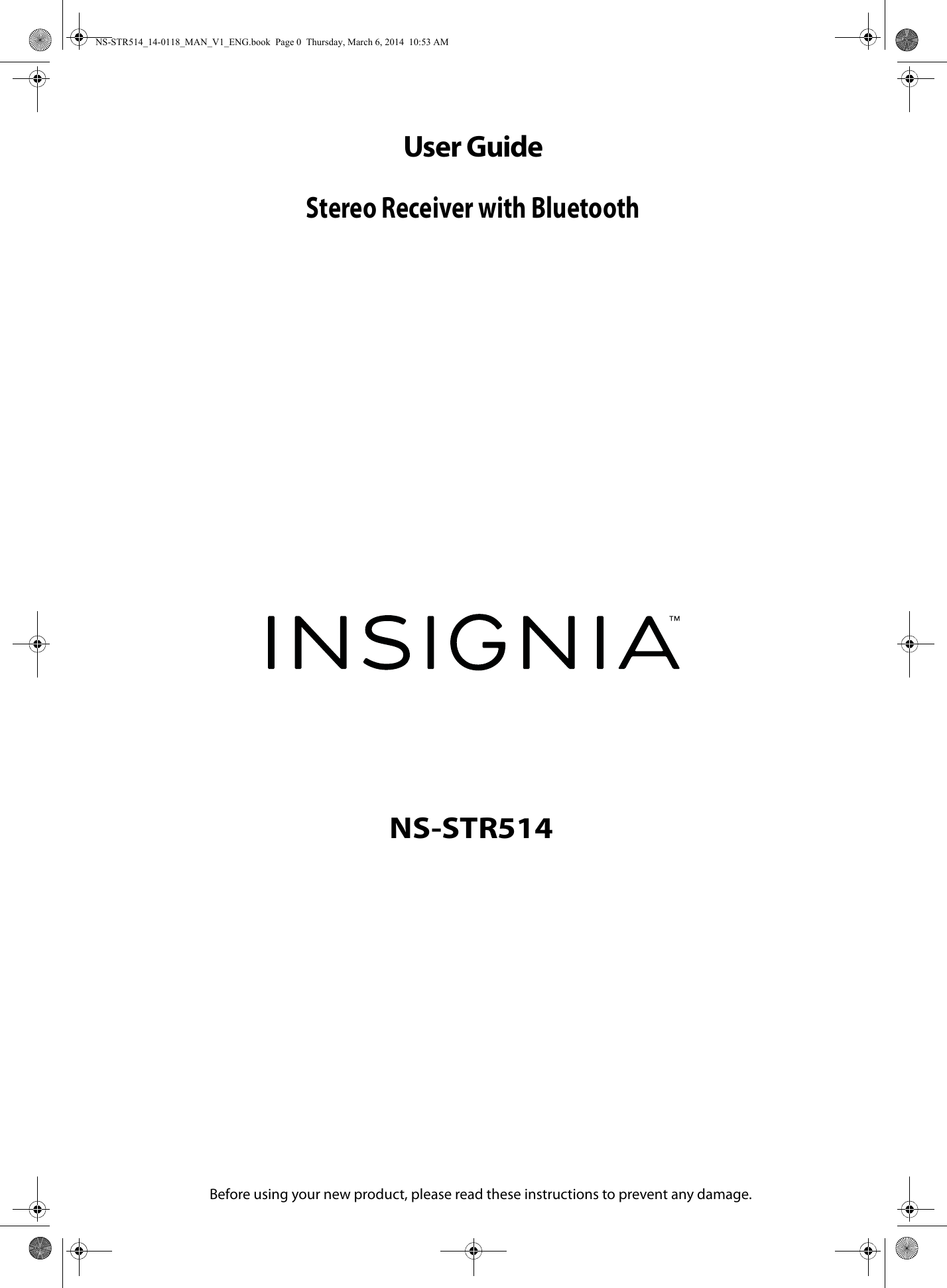 Insignia NS STR514 STR514_14 0118_MAN_V1_ENG User Manual To The