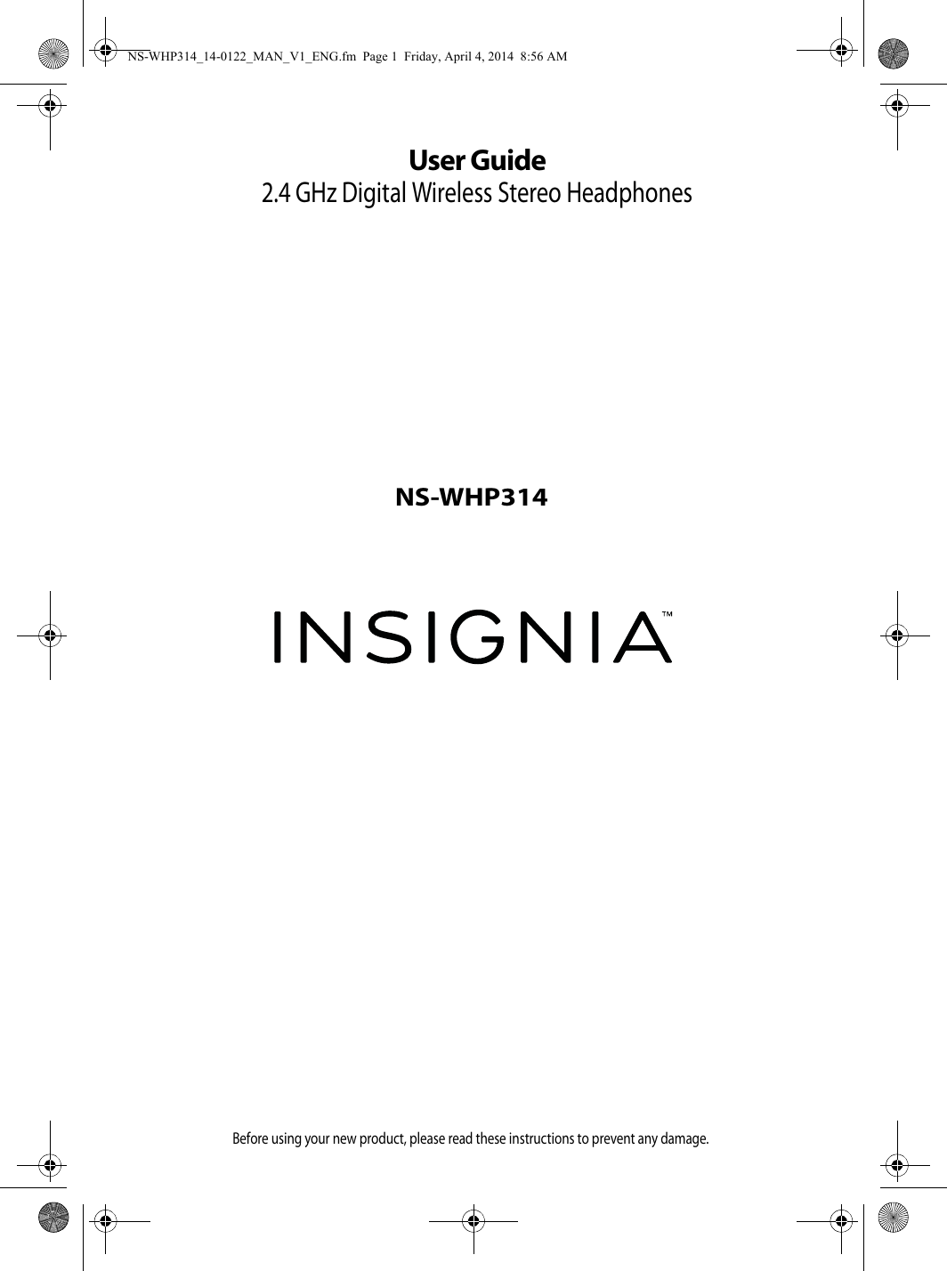 Insignia NS WHP314 WHP314_14 0122_MAN_V1_ENG User Manual To The