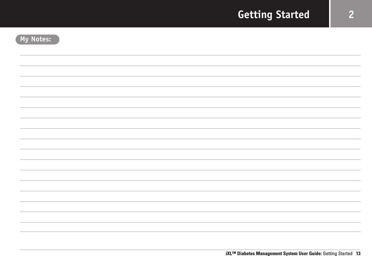 Getting StartedMy Notes:iXL™ Diabetes Management System User Guide: Getting Started 132