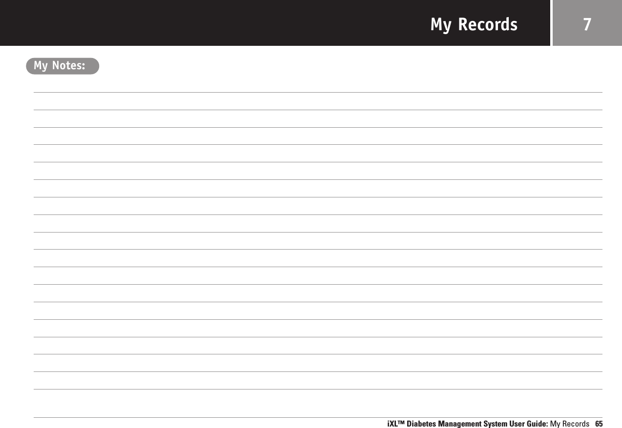 My RecordsMy Notes:iXL™ Diabetes Management System User Guide: My Records 657