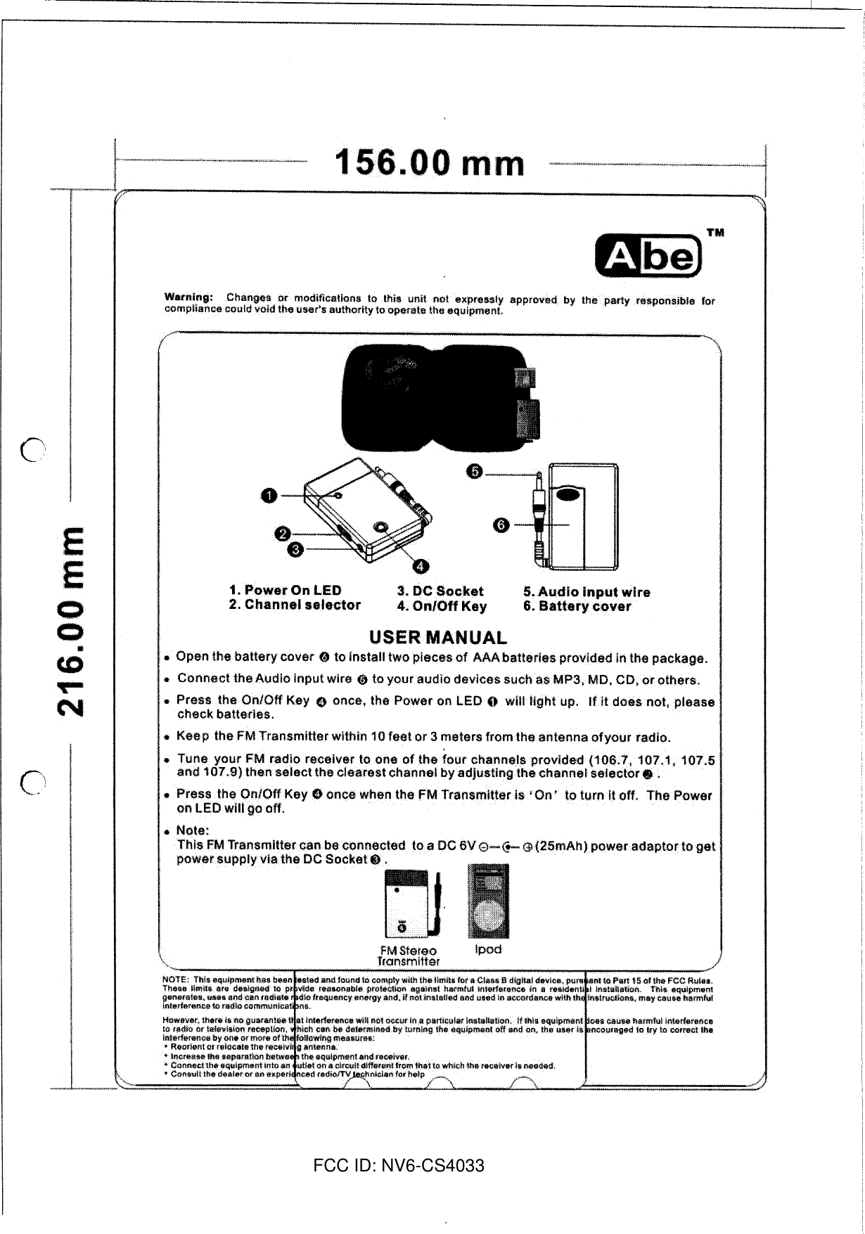 FCC ID: NV6-CS4033