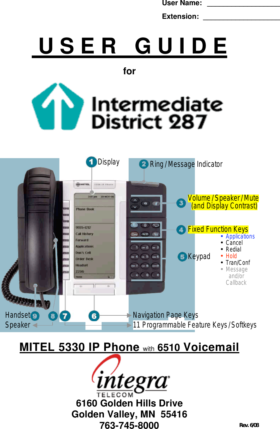 Page 1 of 10 - Integra-Telecom Integra-Telecom-5300-Users-Manual ISD 287 5330 UG