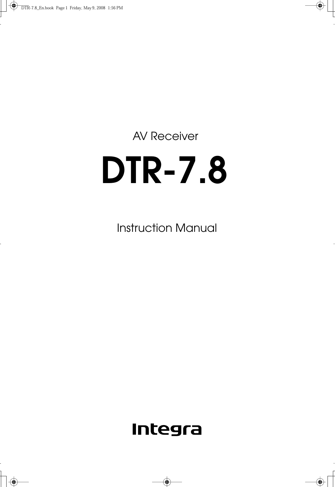Integra Dtr 7 8 Users Manual 7.8_En