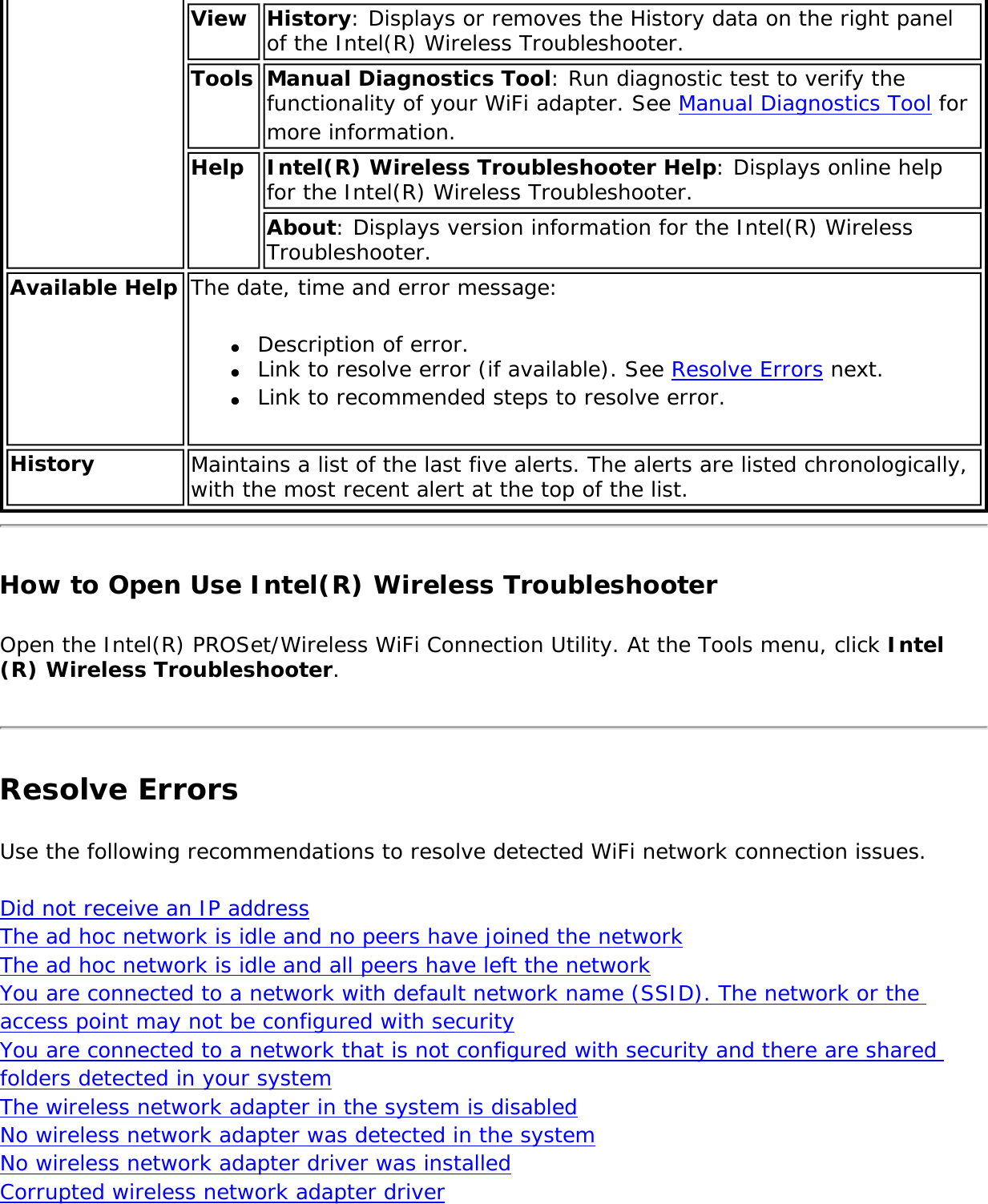 Page 190 of Intel 112BNH Intel Centrino Wireless-N 1000 User Manual Contents