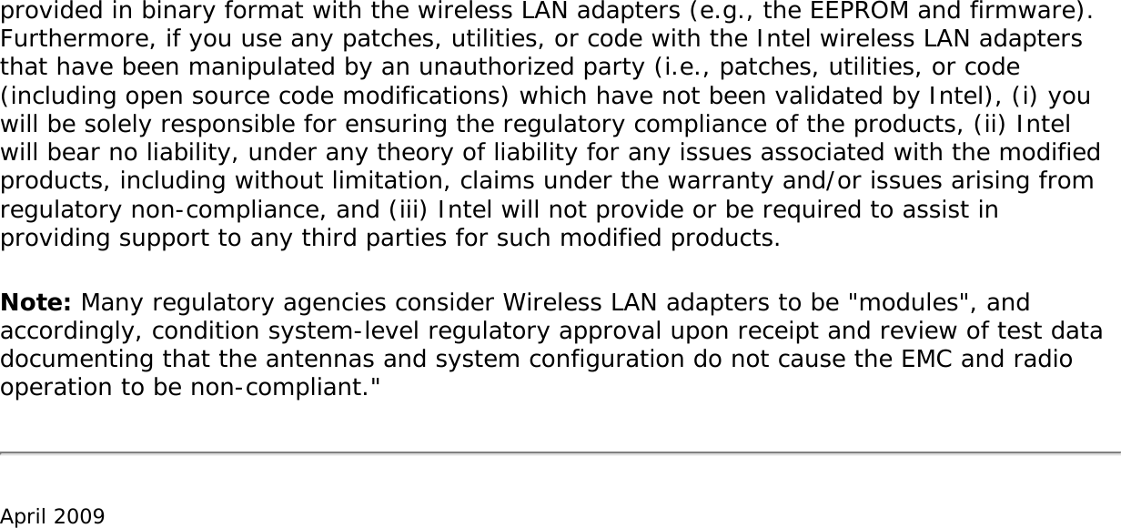 Page 3 of Intel 112BNH Intel Centrino Wireless-N 1000 User Manual Contents