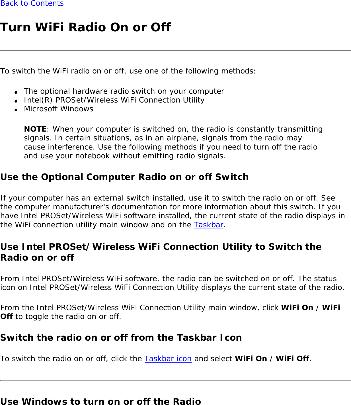 Page 57 of Intel 112BNH Intel Centrino Wireless-N 1000 User Manual Contents