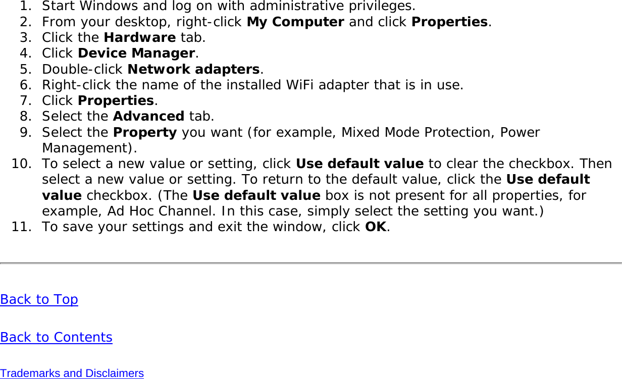 Page 66 of Intel 112BNH Intel Centrino Wireless-N 1000 User Manual Contents