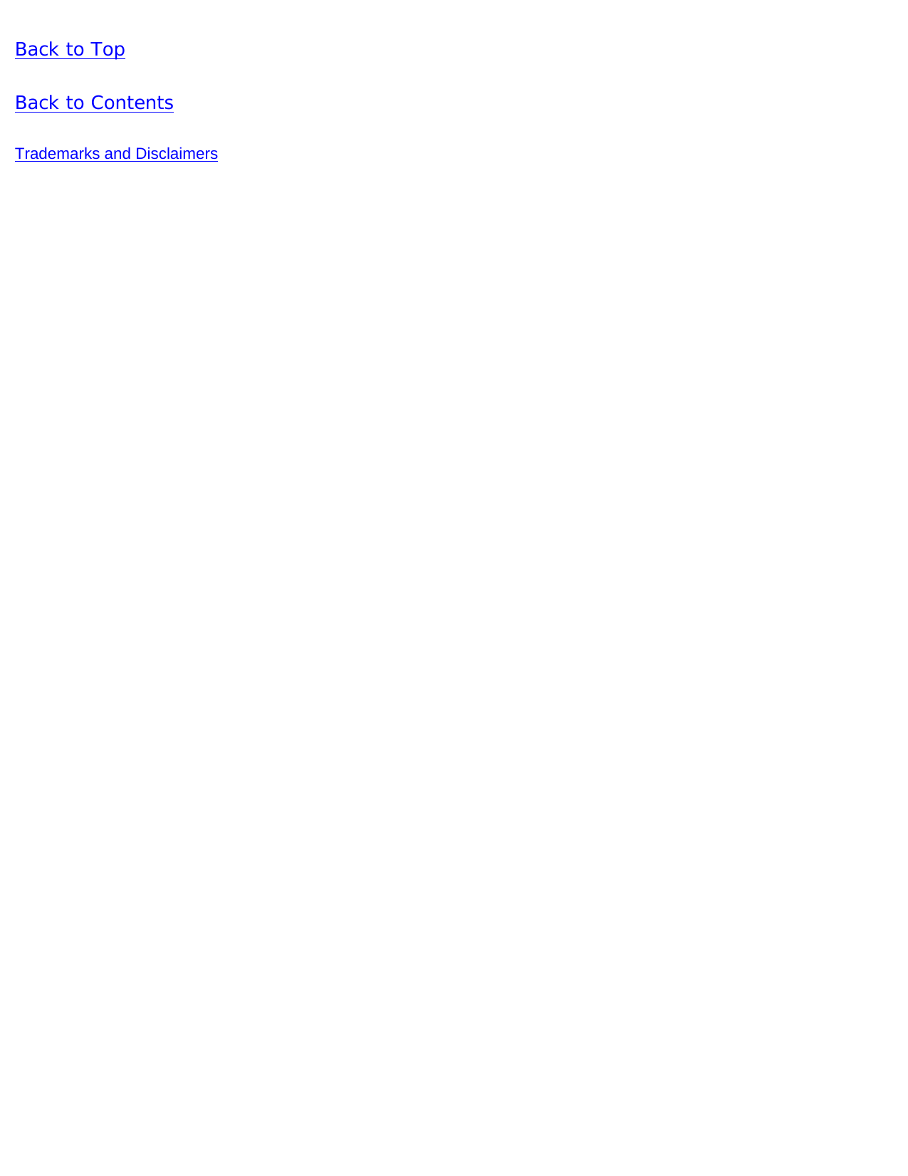 Back to TopBack to ContentsTrademarks and Disclaimers