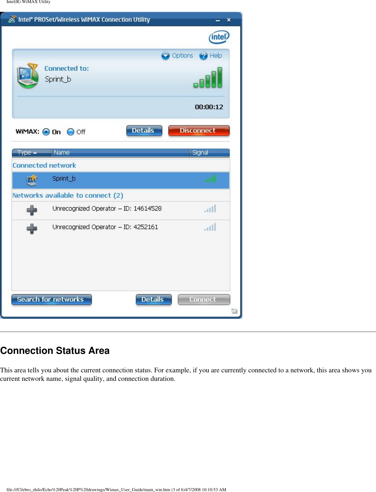 Page 10 of Intel 533ANXM Intel WiFi/WiMax Link 5350 User Manual Network Details