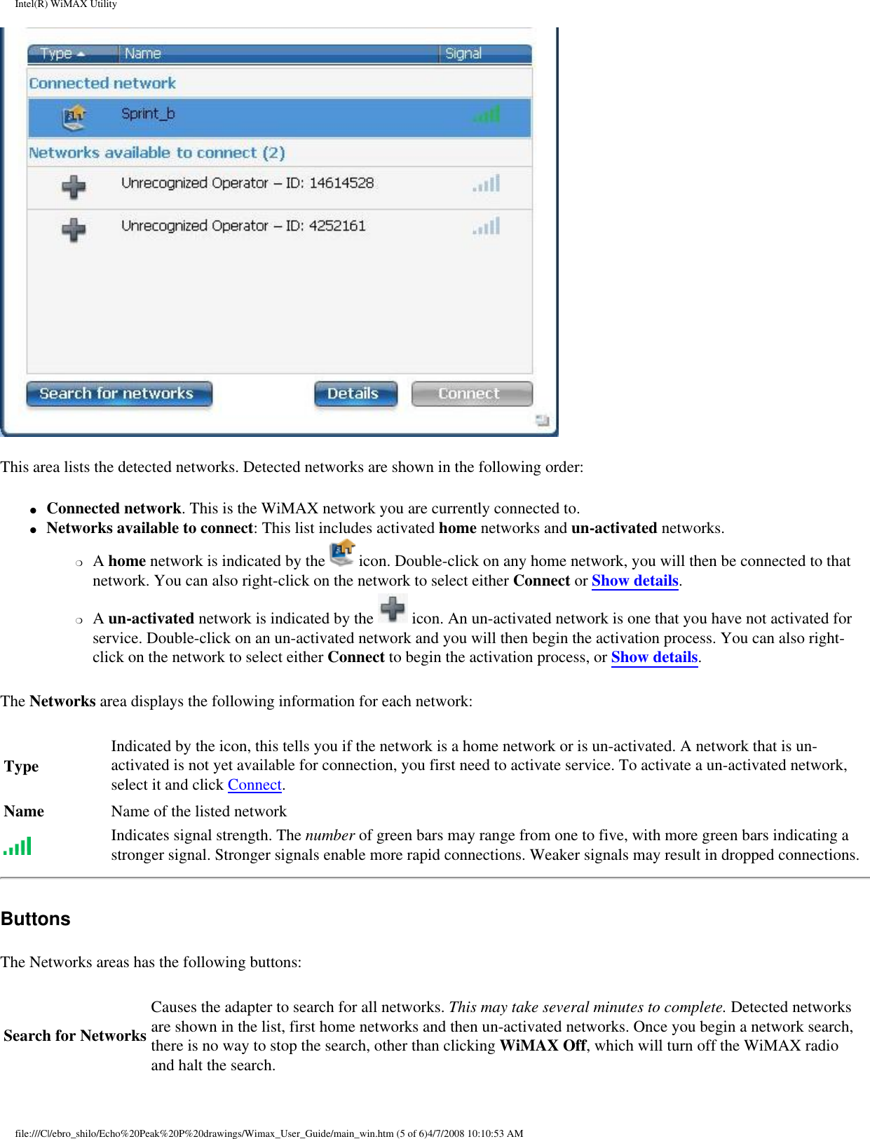 Page 12 of Intel 533ANXM Intel WiFi/WiMax Link 5350 User Manual Network Details