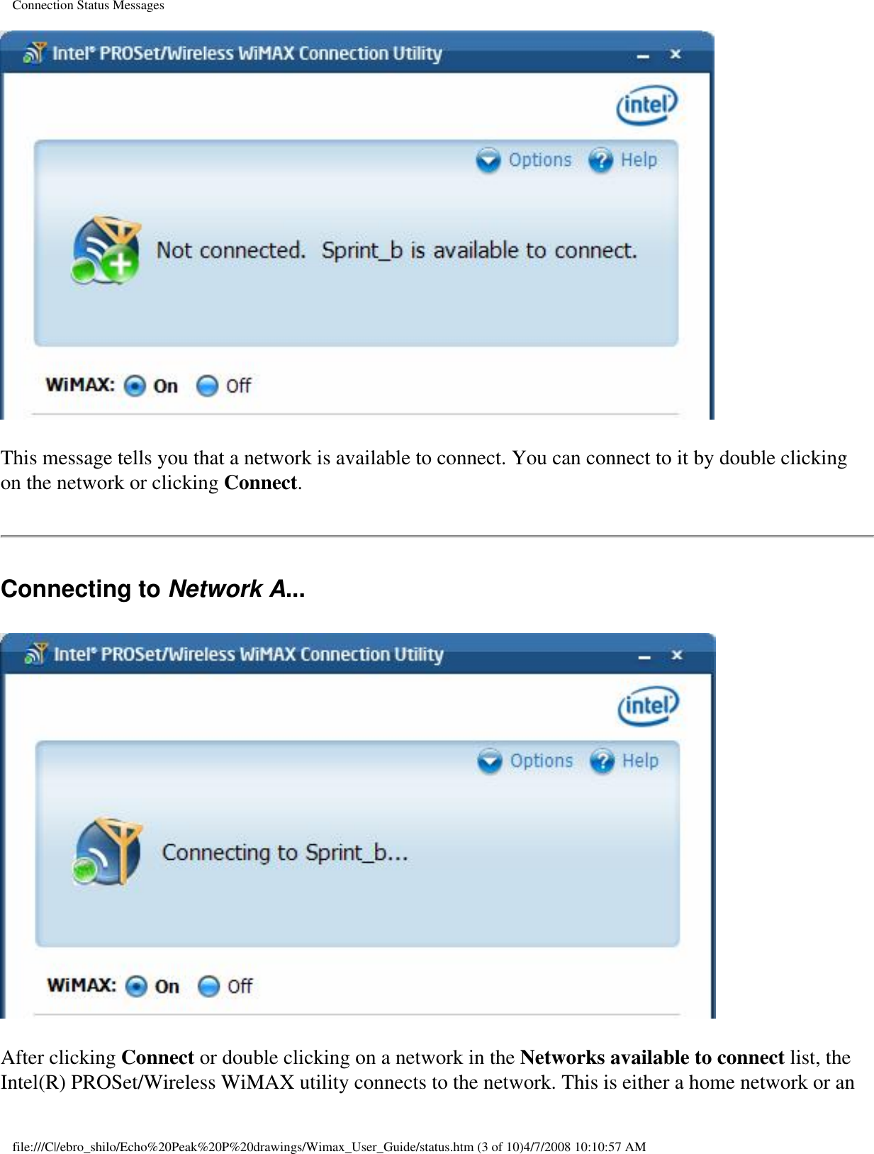 Page 23 of Intel 533ANXM Intel WiFi/WiMax Link 5350 User Manual Network Details