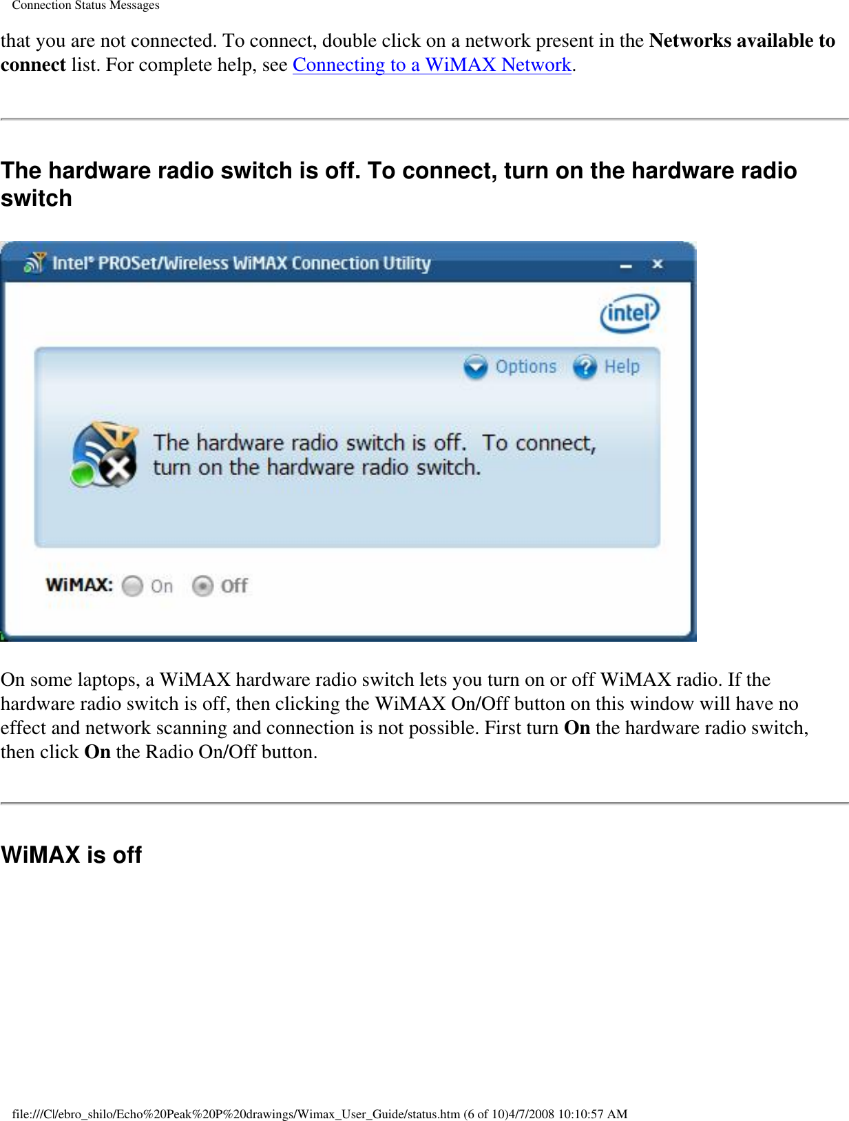 Page 26 of Intel 533ANXM Intel WiFi/WiMax Link 5350 User Manual Network Details