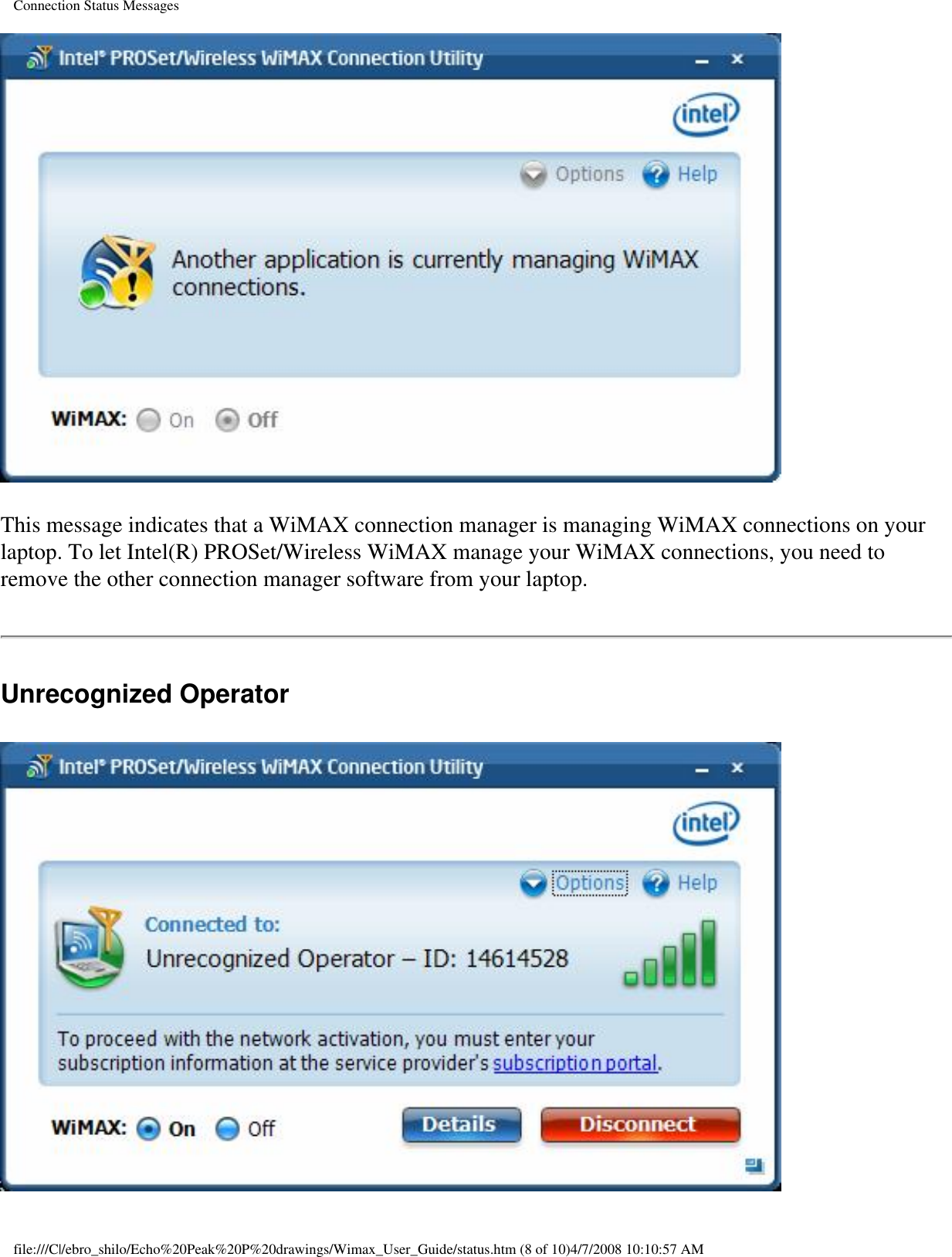 Page 28 of Intel 533ANXM Intel WiFi/WiMax Link 5350 User Manual Network Details