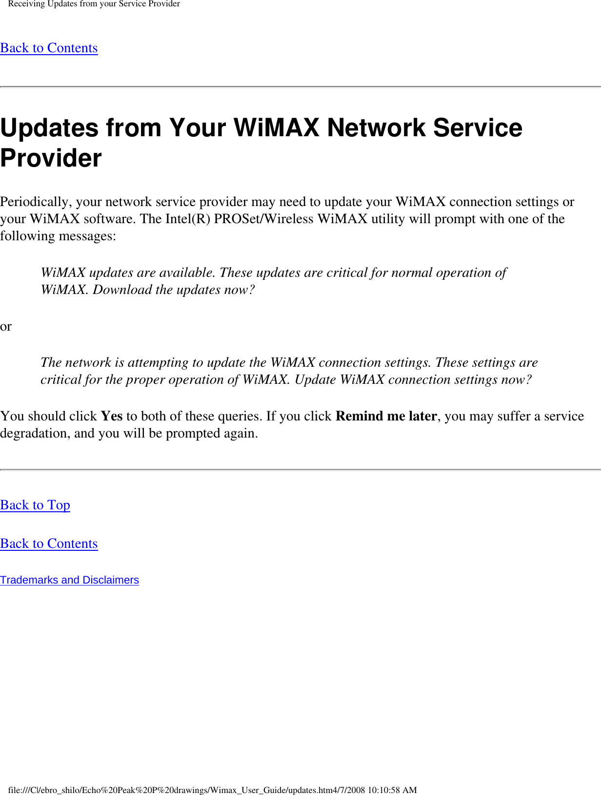 Page 36 of Intel 533ANXM Intel WiFi/WiMax Link 5350 User Manual Network Details