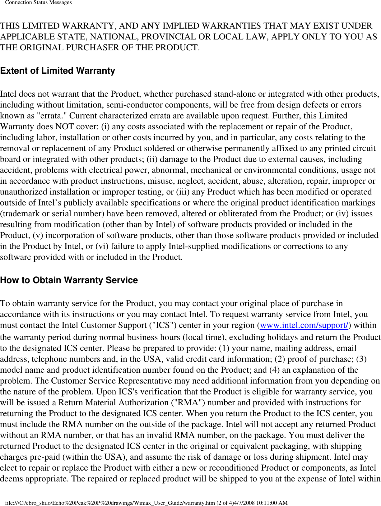 Page 38 of Intel 533ANXM Intel WiFi/WiMax Link 5350 User Manual Network Details