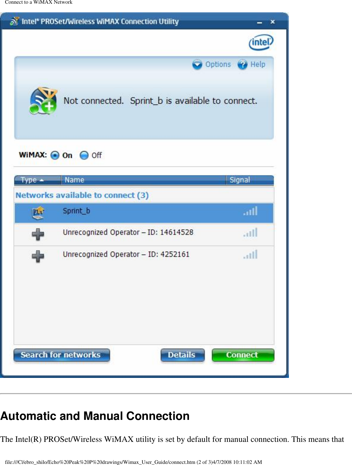 Page 48 of Intel 533ANXM Intel WiFi/WiMax Link 5350 User Manual Network Details