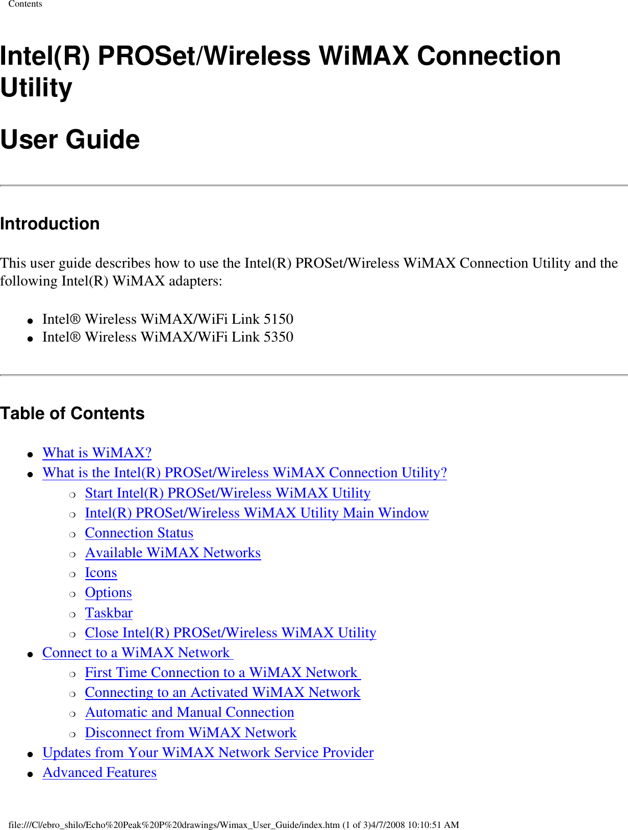 Page 5 of Intel 533ANXM Intel WiFi/WiMax Link 5350 User Manual Network Details