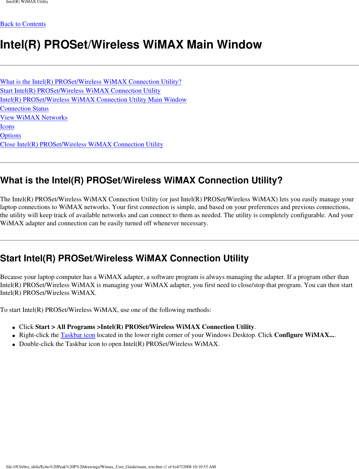 Page 8 of Intel 533ANXM Intel WiFi/WiMax Link 5350 User Manual Network Details