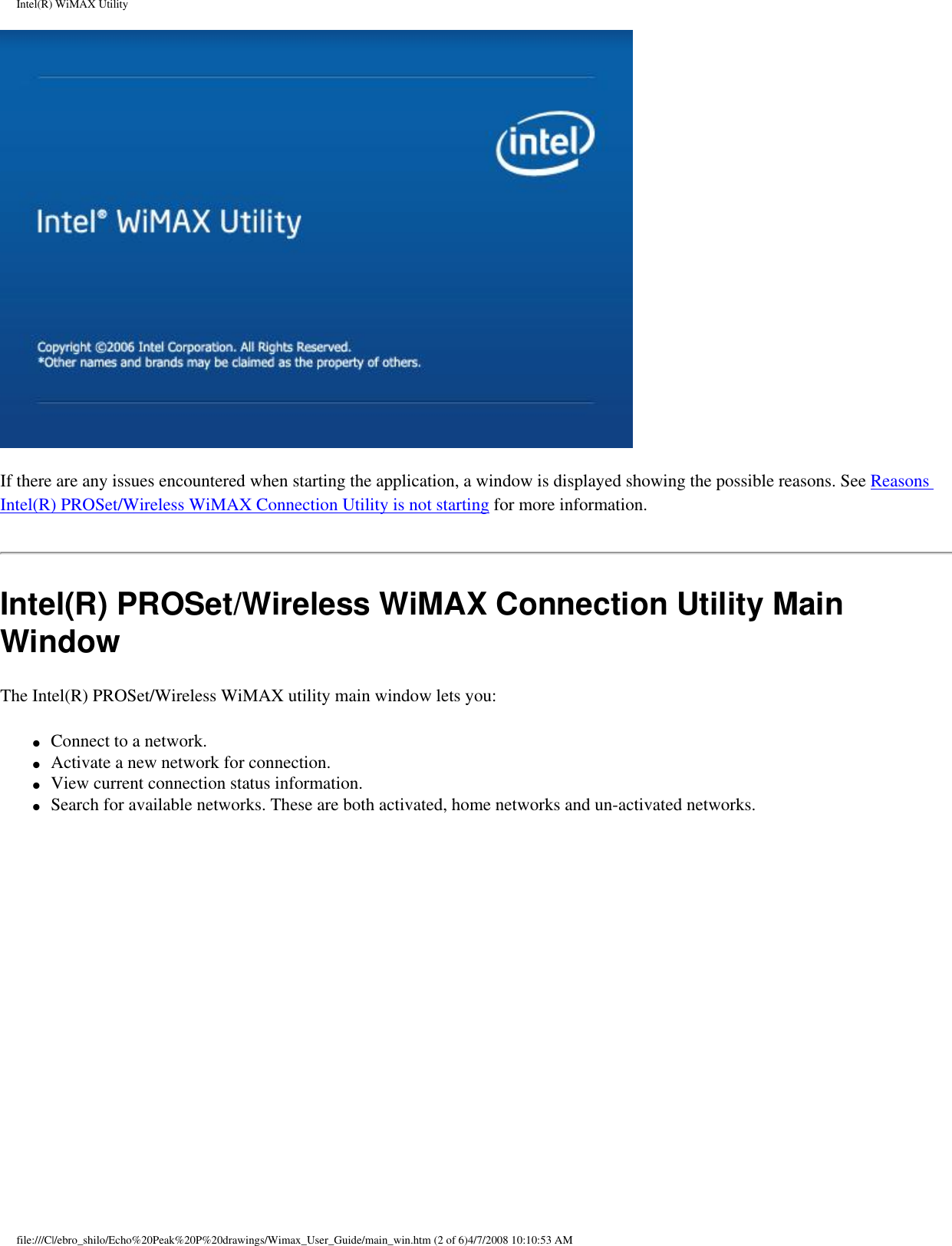 Page 9 of Intel 533ANXM Intel WiFi/WiMax Link 5350 User Manual Network Details