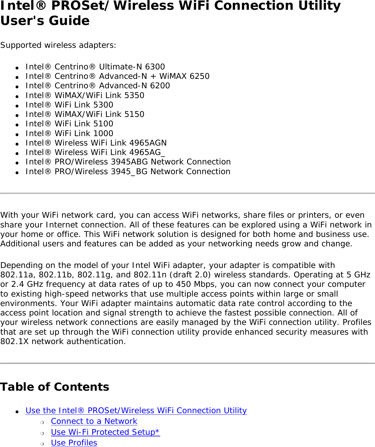 Page 1 of Intel 622ANXH Intel Centrino Advanced-N+WiMax 6250 User Manual 