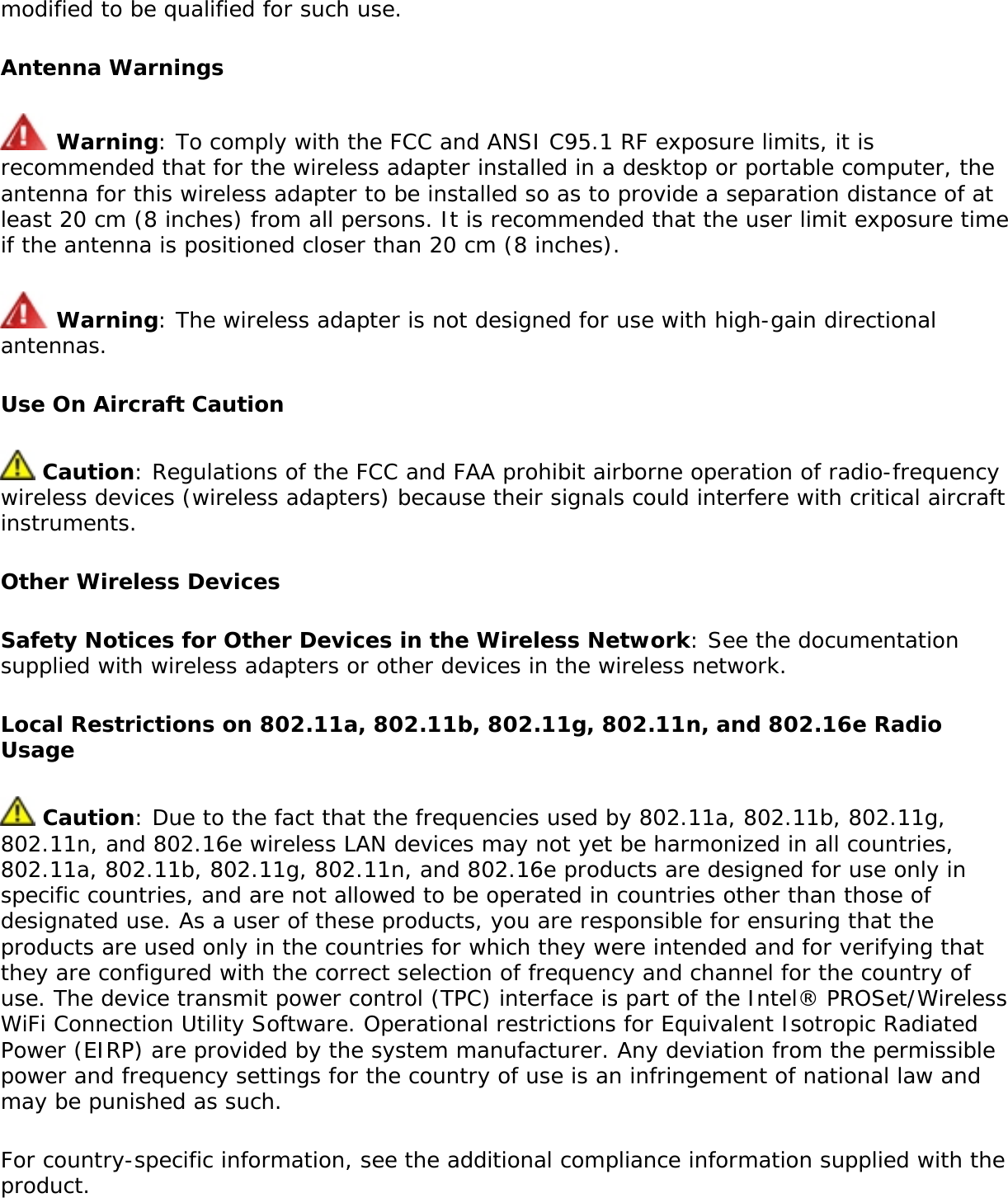 Page 238 of Intel 622ANXH Intel Centrino Advanced-N+WiMax 6250 User Manual 