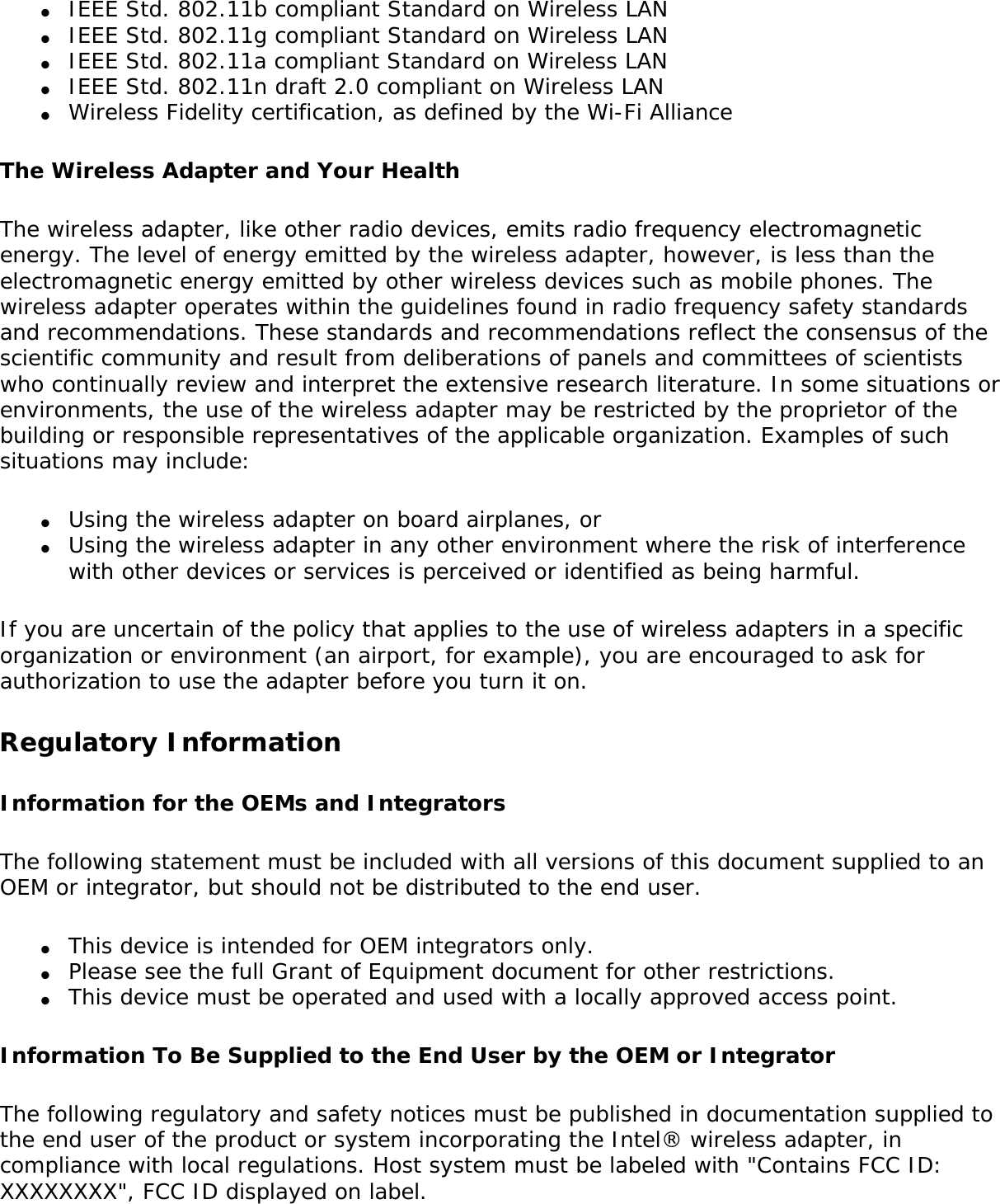 Page 245 of Intel 622ANXH Intel Centrino Advanced-N+WiMax 6250 User Manual 