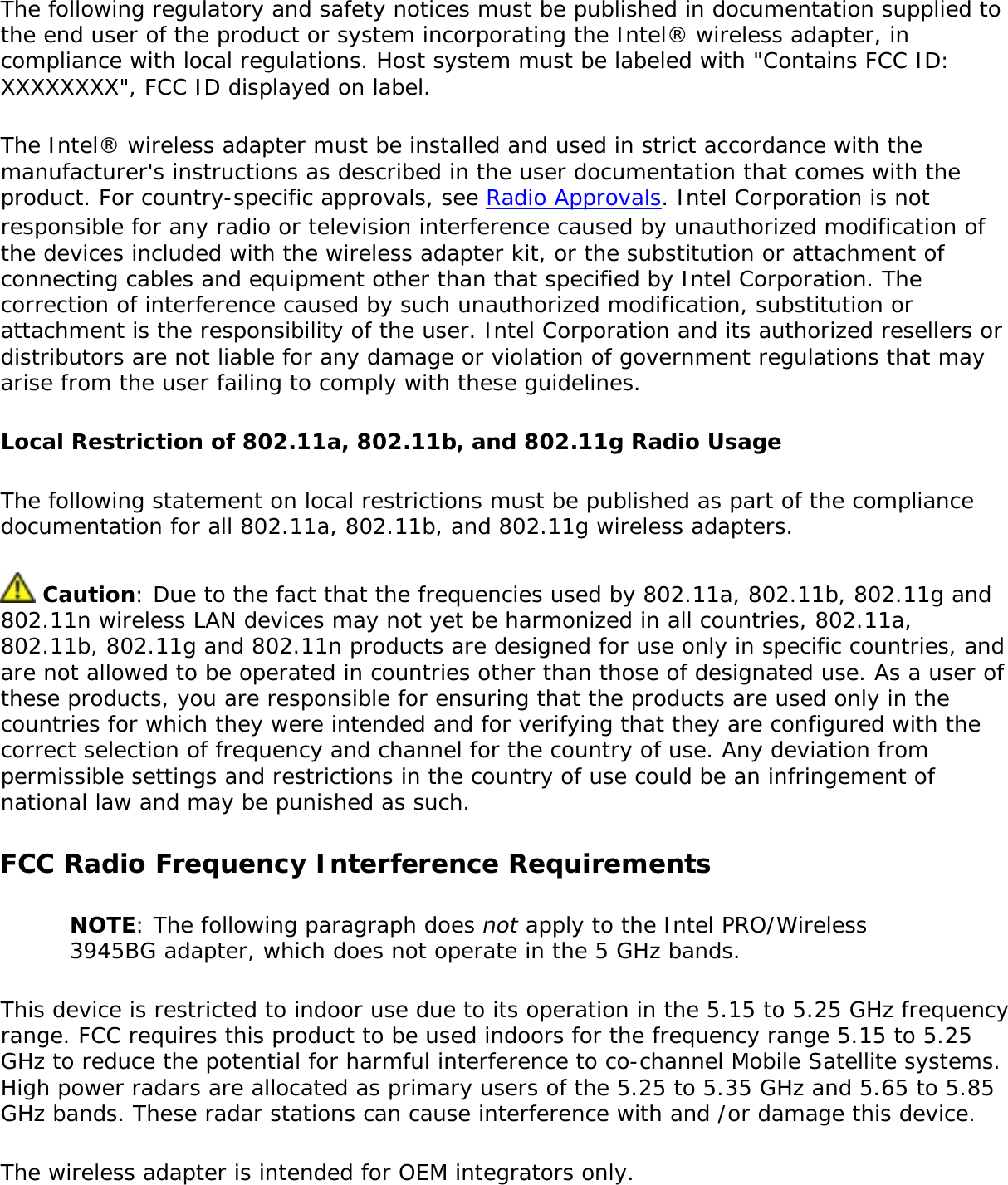 Page 254 of Intel 622ANXH Intel Centrino Advanced-N+WiMax 6250 User Manual 