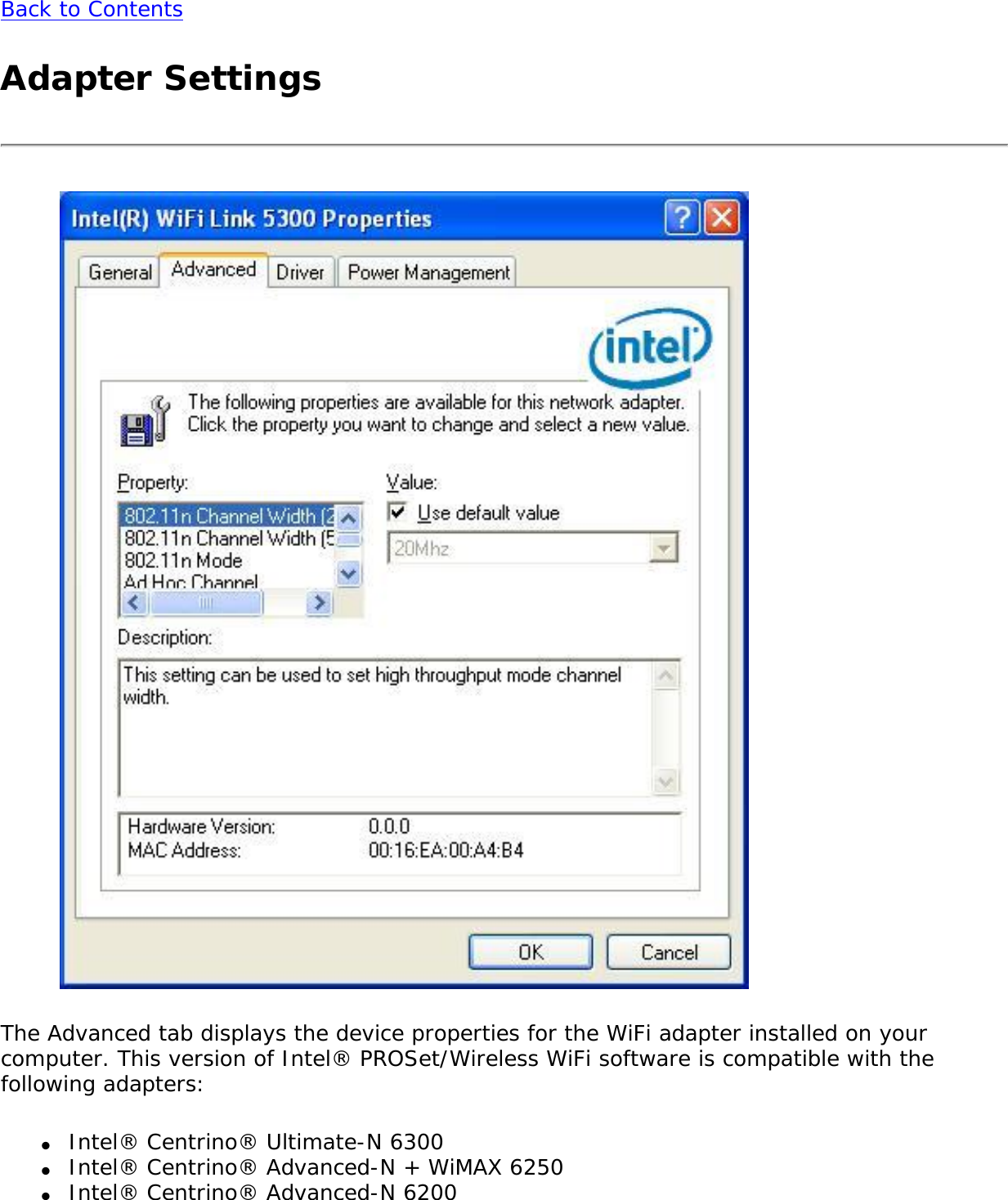 Page 59 of Intel 622ANXH Intel Centrino Advanced-N+WiMax 6250 User Manual 