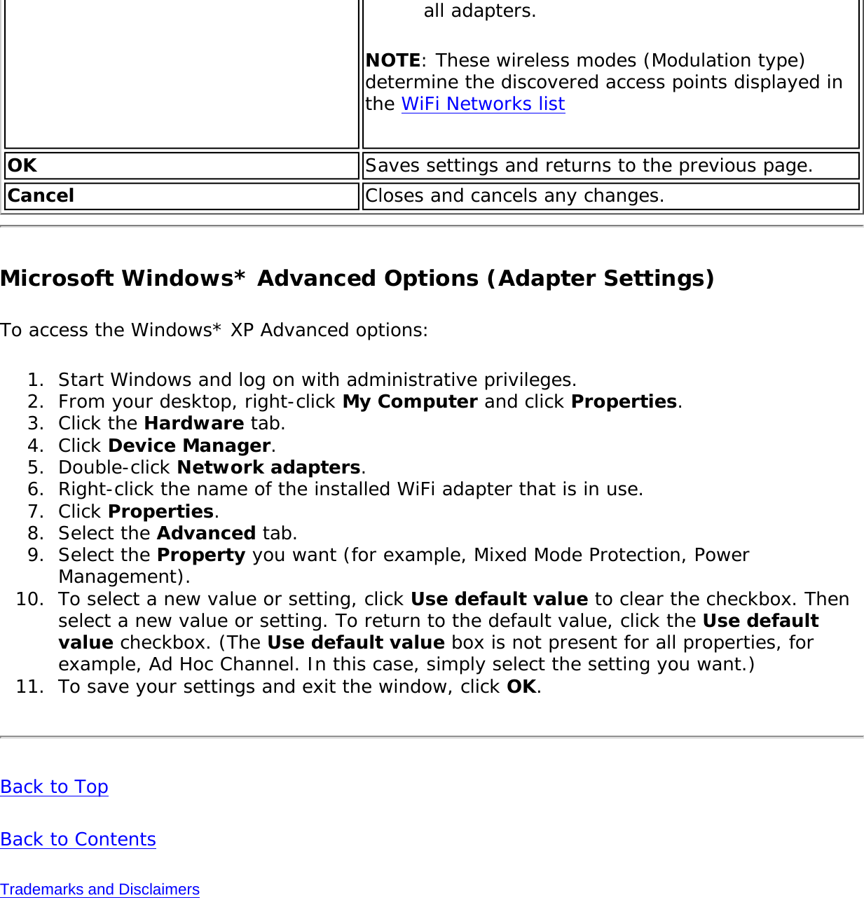 Page 65 of Intel 622ANXHU Intel Centrino Advanced-N+WiMax 6250 User Manual 