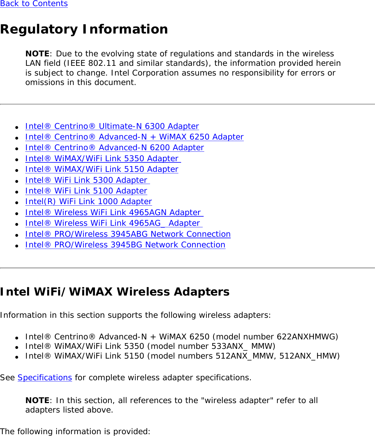 Page 232 of Intel 633ANH Intel Centrino Ultimate-N 6300 User Manual Contents