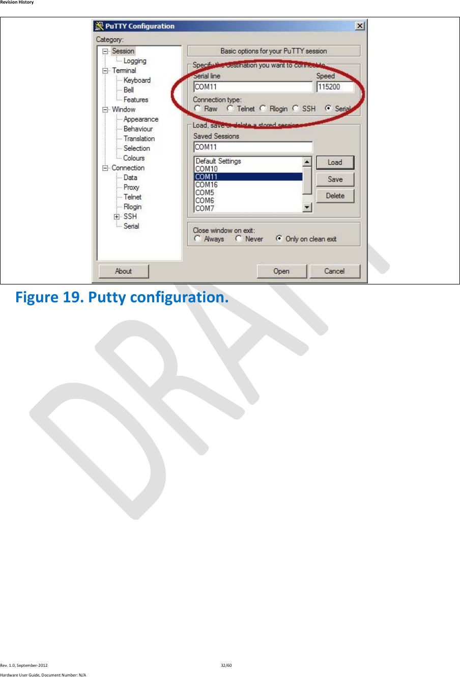 RevisionHistoryRev.1.0,September‐201232/60HardwareUserGuide,DocumentNumber:N/A Figure19.Puttyconfiguration.