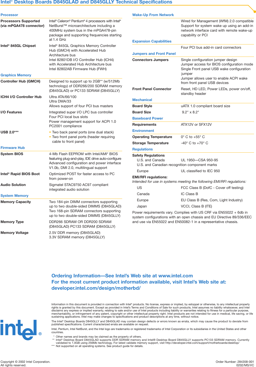 Page 4 of 4 - Intel D845GLLY User Manual  To The 4a307065-7146-4efd-aa3c-5460be554f97