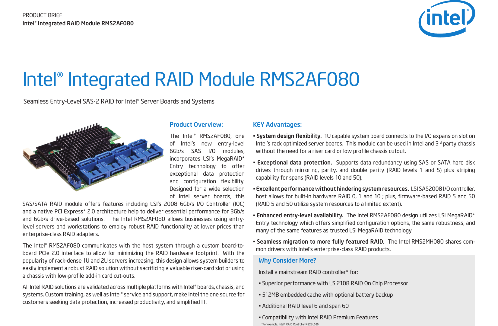 Intel 8 Port Sas Raid Controller Axxrms2Af080 Users Manual Integrated
