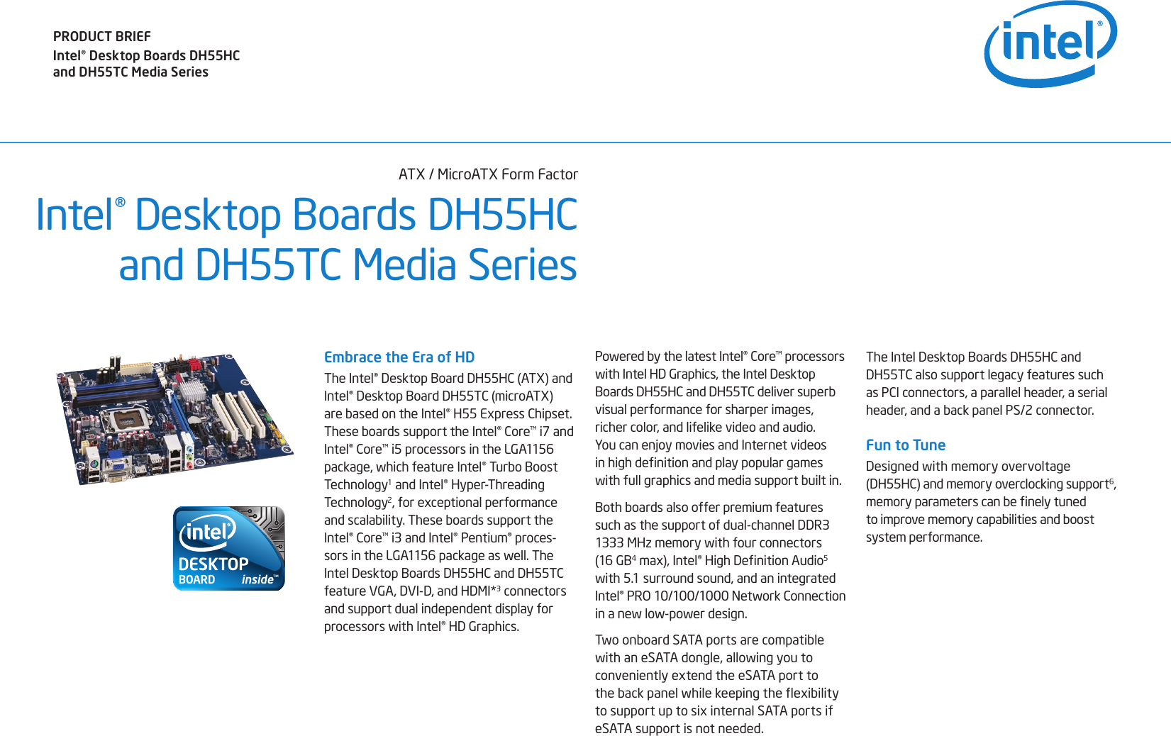 Page 1 of 4 - Intel Intel-Intel-Desktop-Board-Boxdh55Hc-Users-Manual- Intel(R) Desktop Boards DH55HC And DH55TC  Intel-intel-desktop-board-boxdh55hc-users-manual