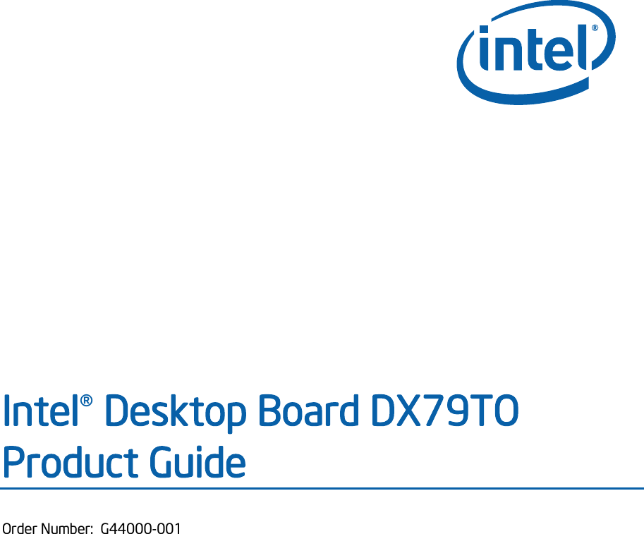 Intel Dx79To Desktop Motherboard Blkdx79To Users Manual Intel® Board