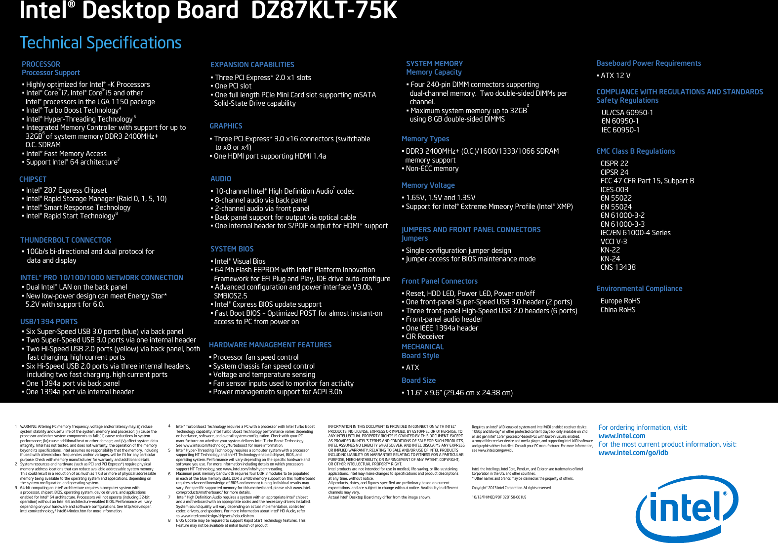 Page 4 of 4 - Intel Intel-Intel-Dz87Klt-75K-Boxdz87Klt75K-Users-Manual- Intel® Desktop Board DZ87KLT-75K Product Brief  Intel-intel-dz87klt-75k-boxdz87klt75k-users-manual