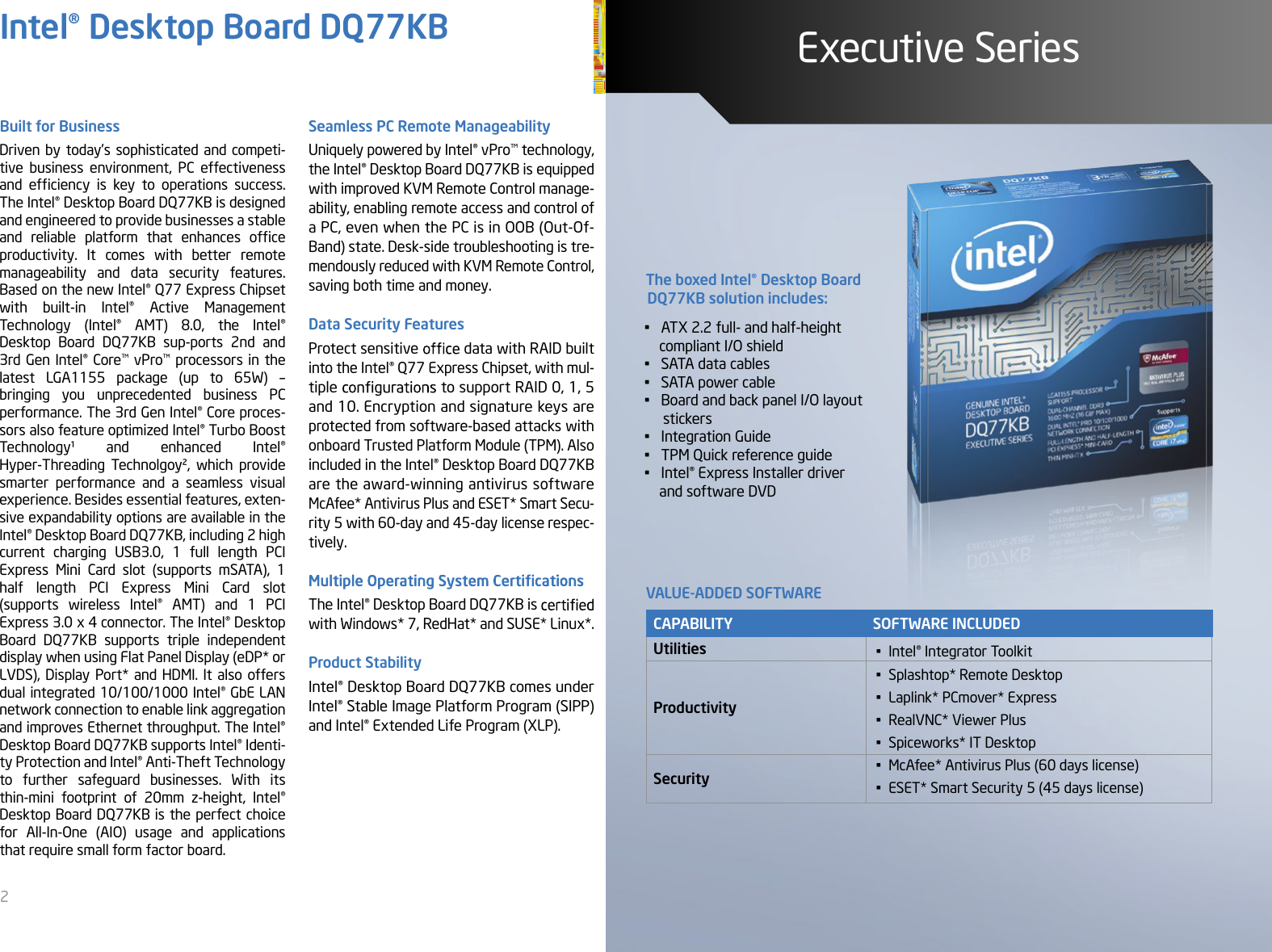 Page 2 of 4 - Intel Intel-Intel-Executive-Desktop-Motherboard-Boxdq77Kb-Users-Manual- Intel® Desktop Board DQ77KB  Intel-intel-executive-desktop-motherboard-boxdq77kb-users-manual