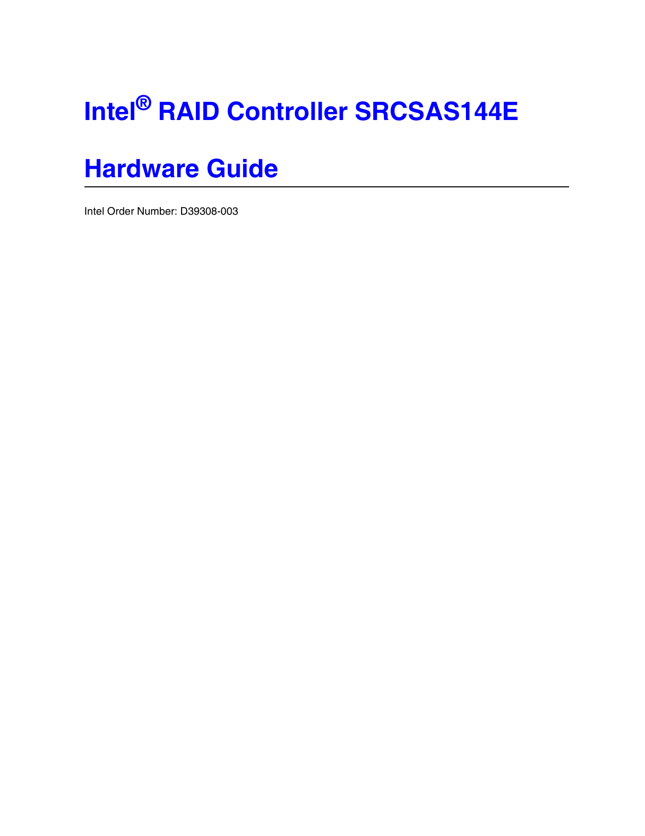 Intel Raid Controller Srcsas144E Users Manual MegaRAID 320 Storage
