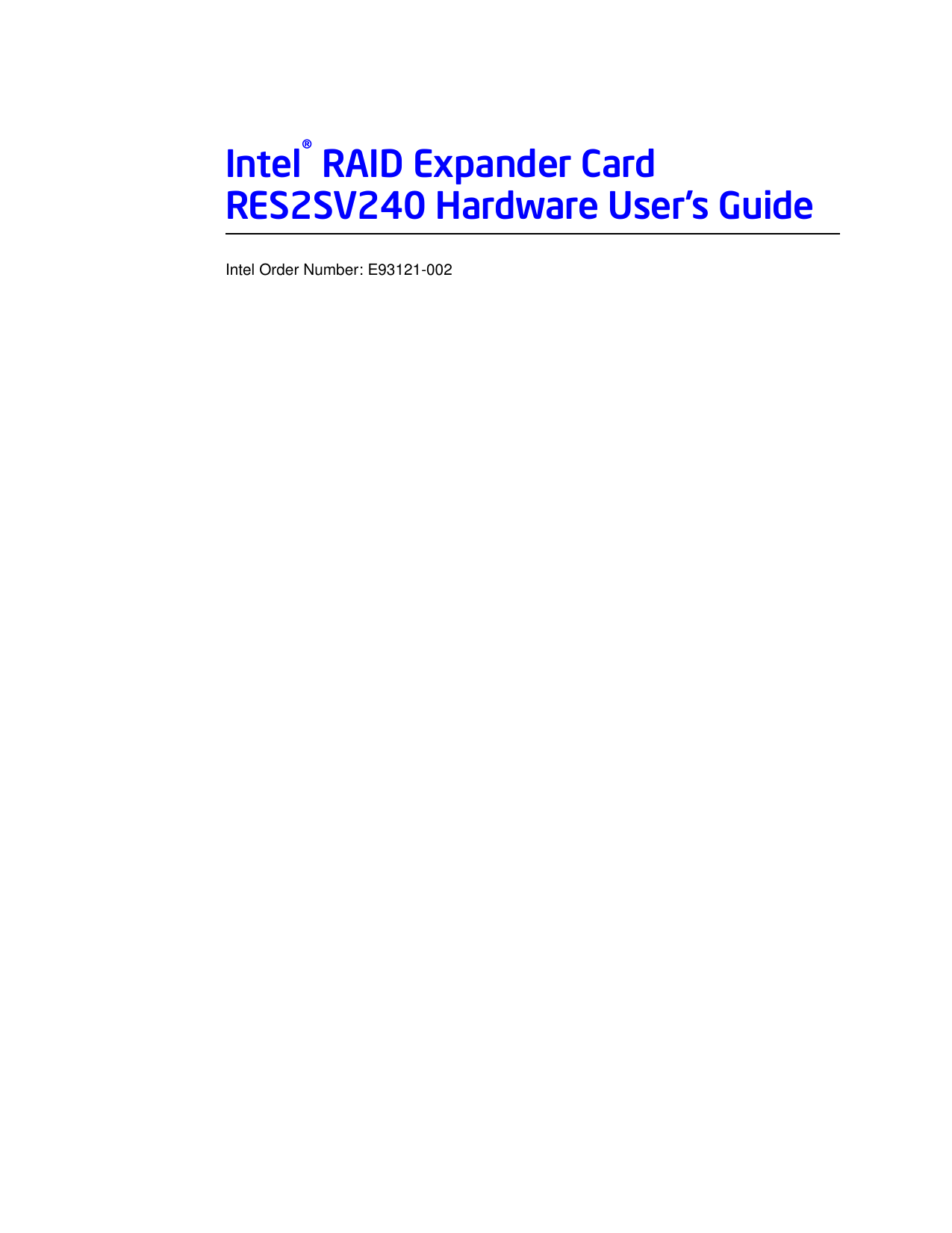 Intel Res2Sv240 Users Manual Intel® RAID Controller SRCSASLS4I Hardware ...