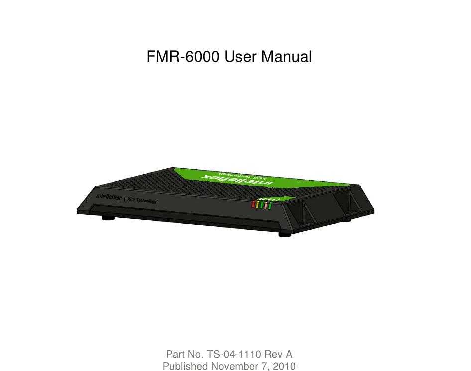 Page 1 of Intelleflex FMR-6000 RFID Reader User Manual 20DecFMR 6000